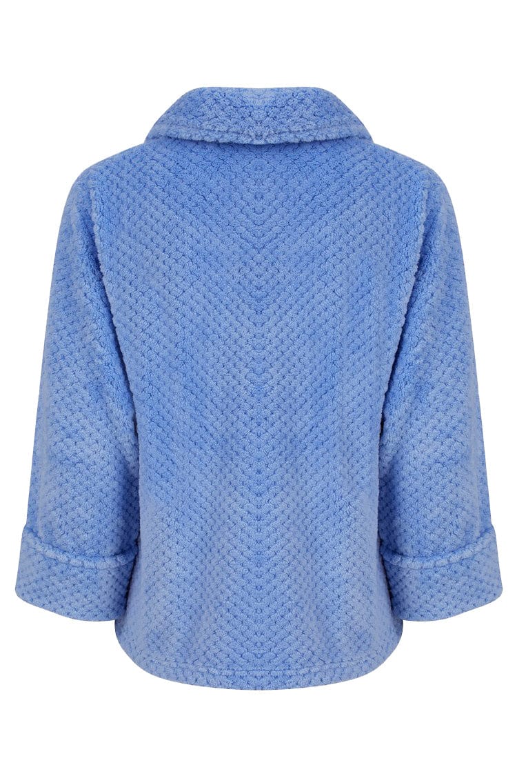 Waffle Fleece Bed Jacket - Blue - Image 2