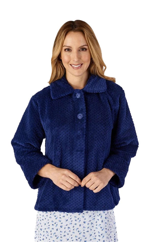 Waffle Fleece Bed Jacket - Navy