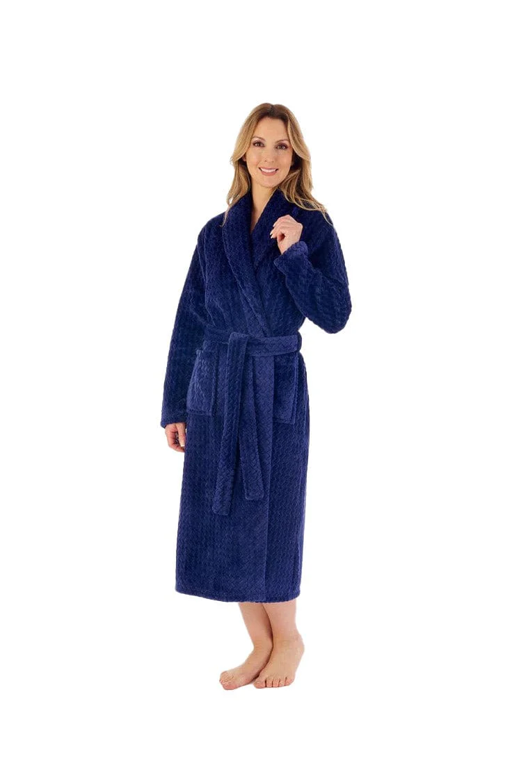 Zig Zag Pattern Dressing Gown - Navy