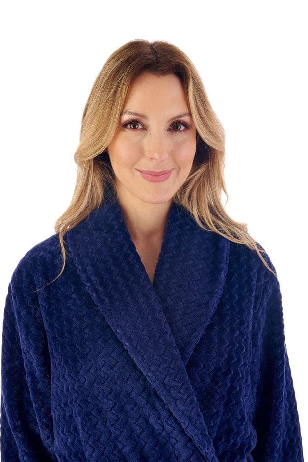 Zig Zag Pattern Dressing Gown - Navy - Image 2