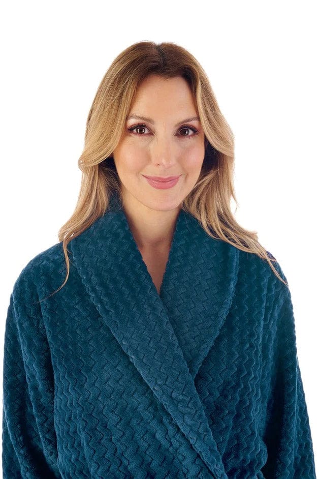 Zig Zag Pattern Dressing Gown - Teal - Image 2