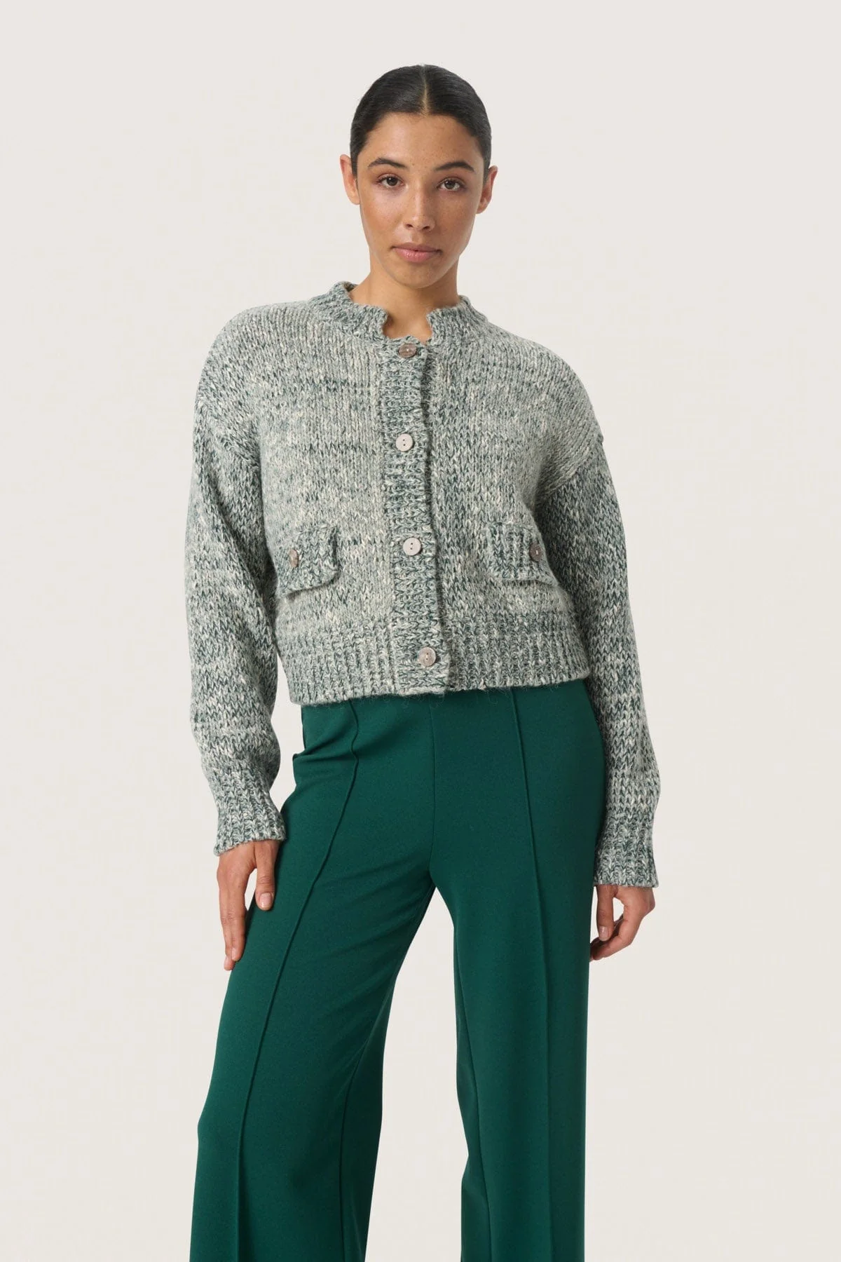 Kamelia Chunky Cardigan - Rain Forest Melange - Image 2