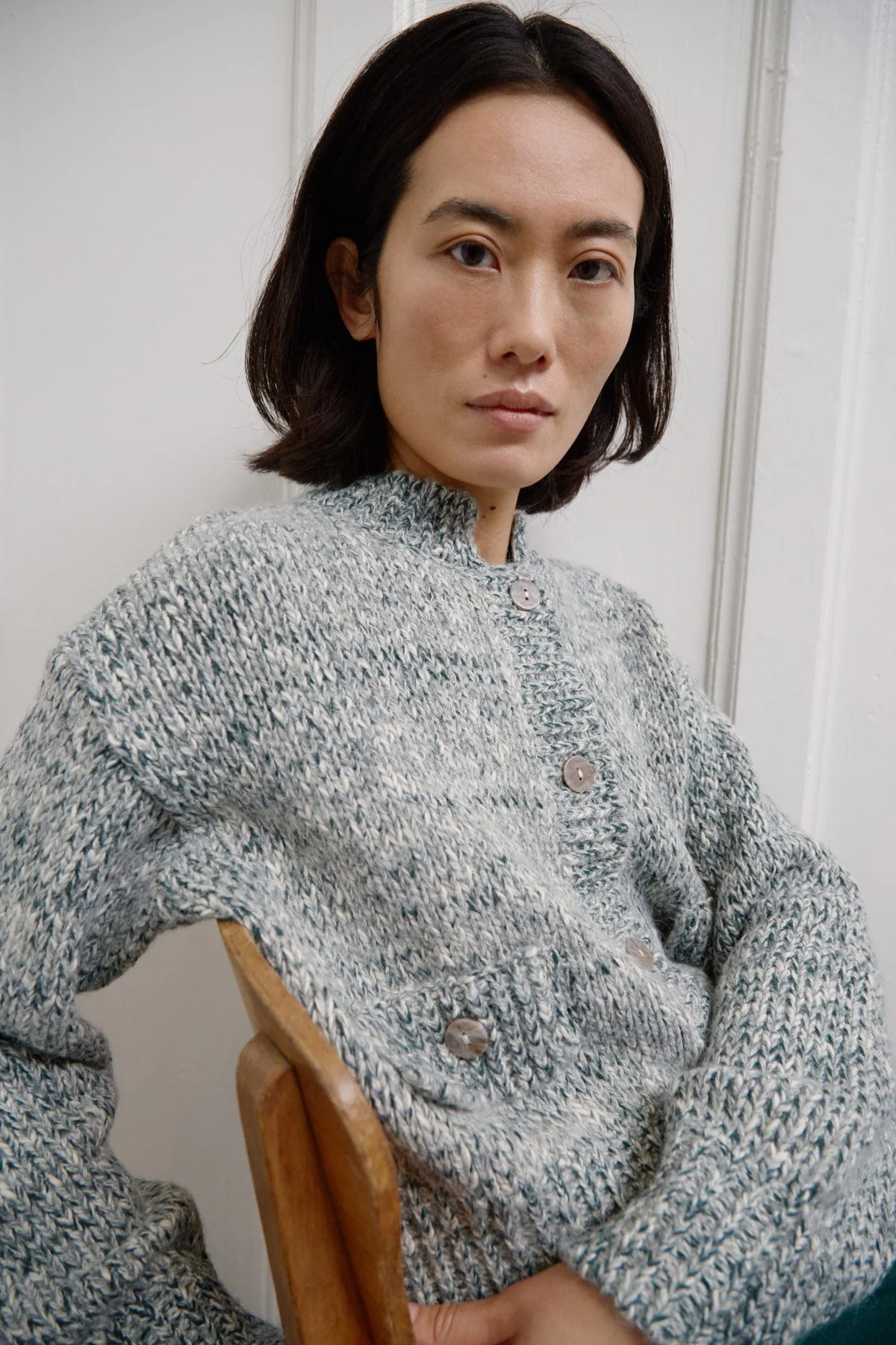 Kamelia Chunky Cardigan - Rain Forest Melange - Image 5