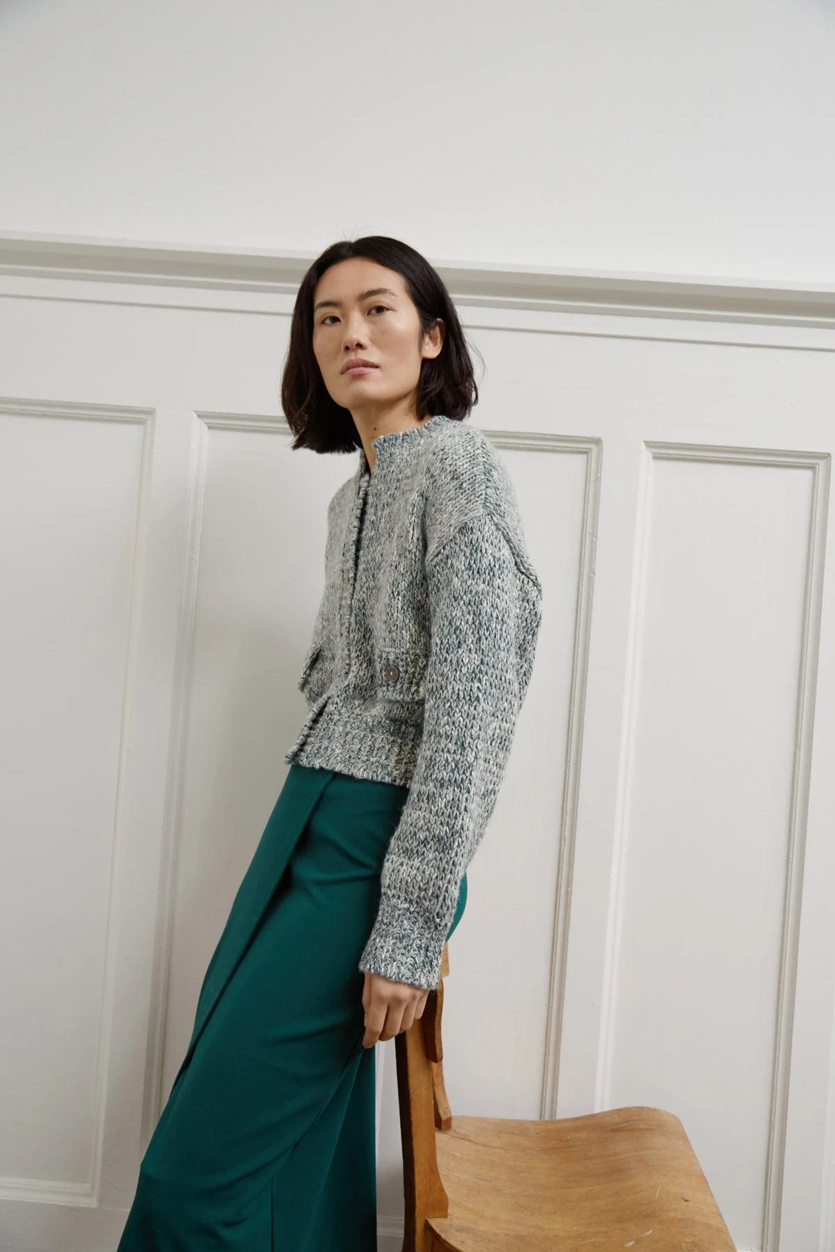 Kamelia Chunky Cardigan - Rain Forest Melange - Image 6