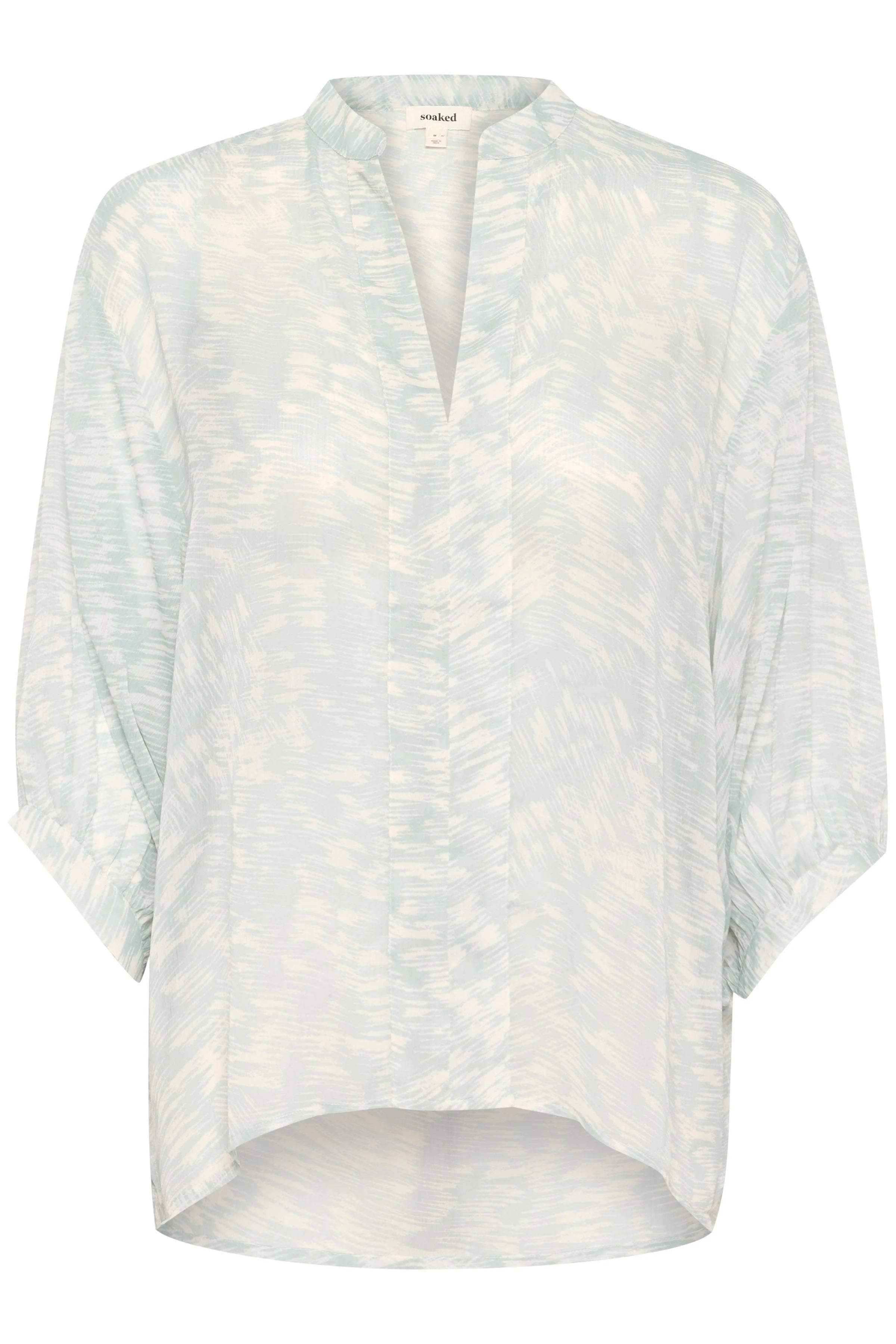 Marta Amily 3/4 Sleeve Blouse - Silver Blue Stroke Print