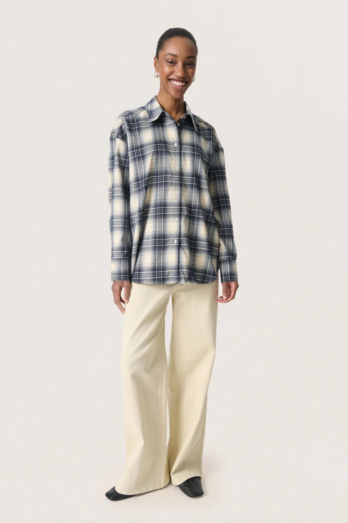 Pamala Check Tie Detail Back Shirt - Navy Checks - Image 4