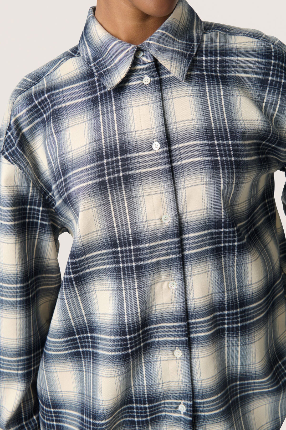 Pamala Check Tie Detail Back Shirt - Navy Checks - Image 5
