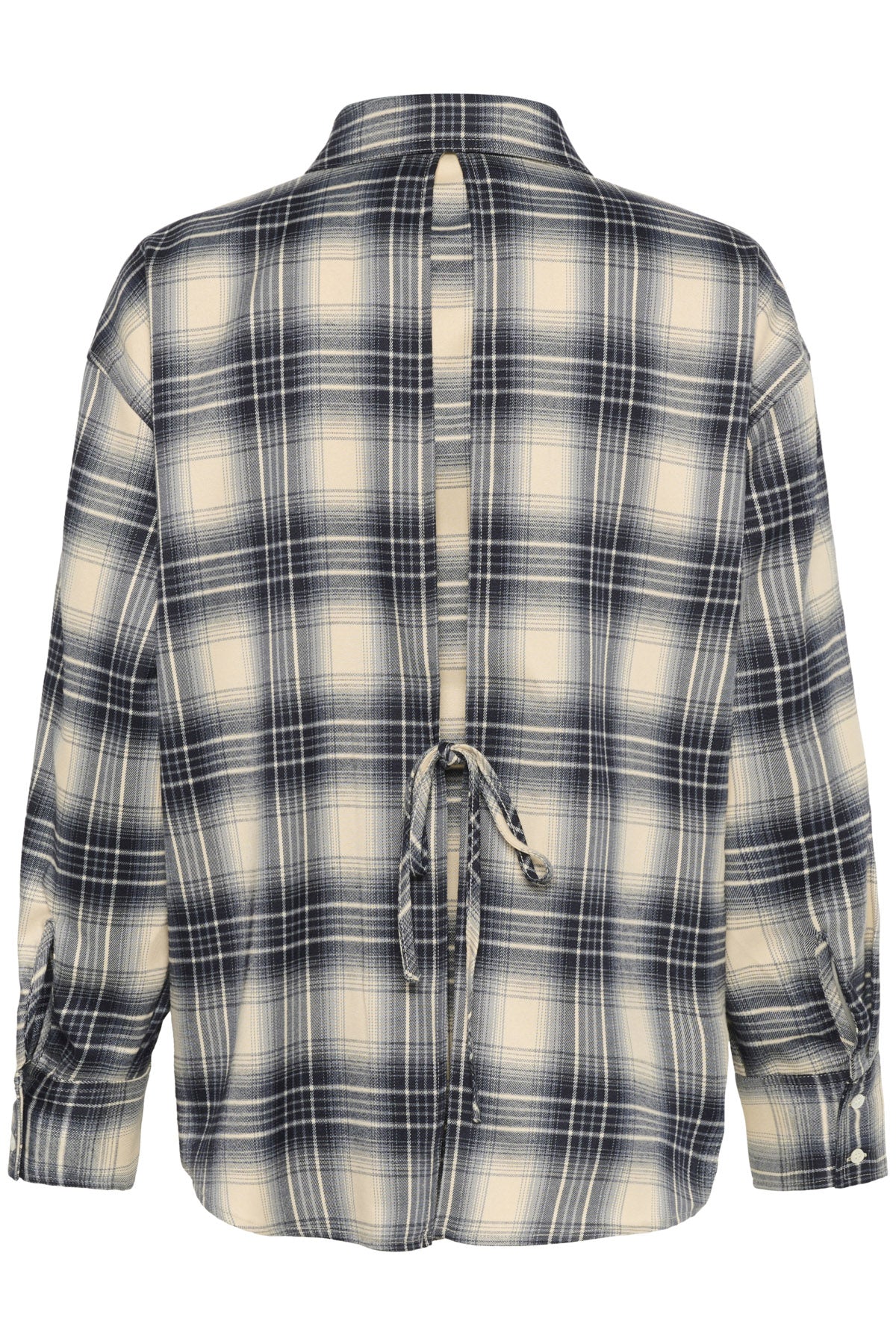 Pamala Check Tie Detail Back Shirt - Navy Checks - Image 6