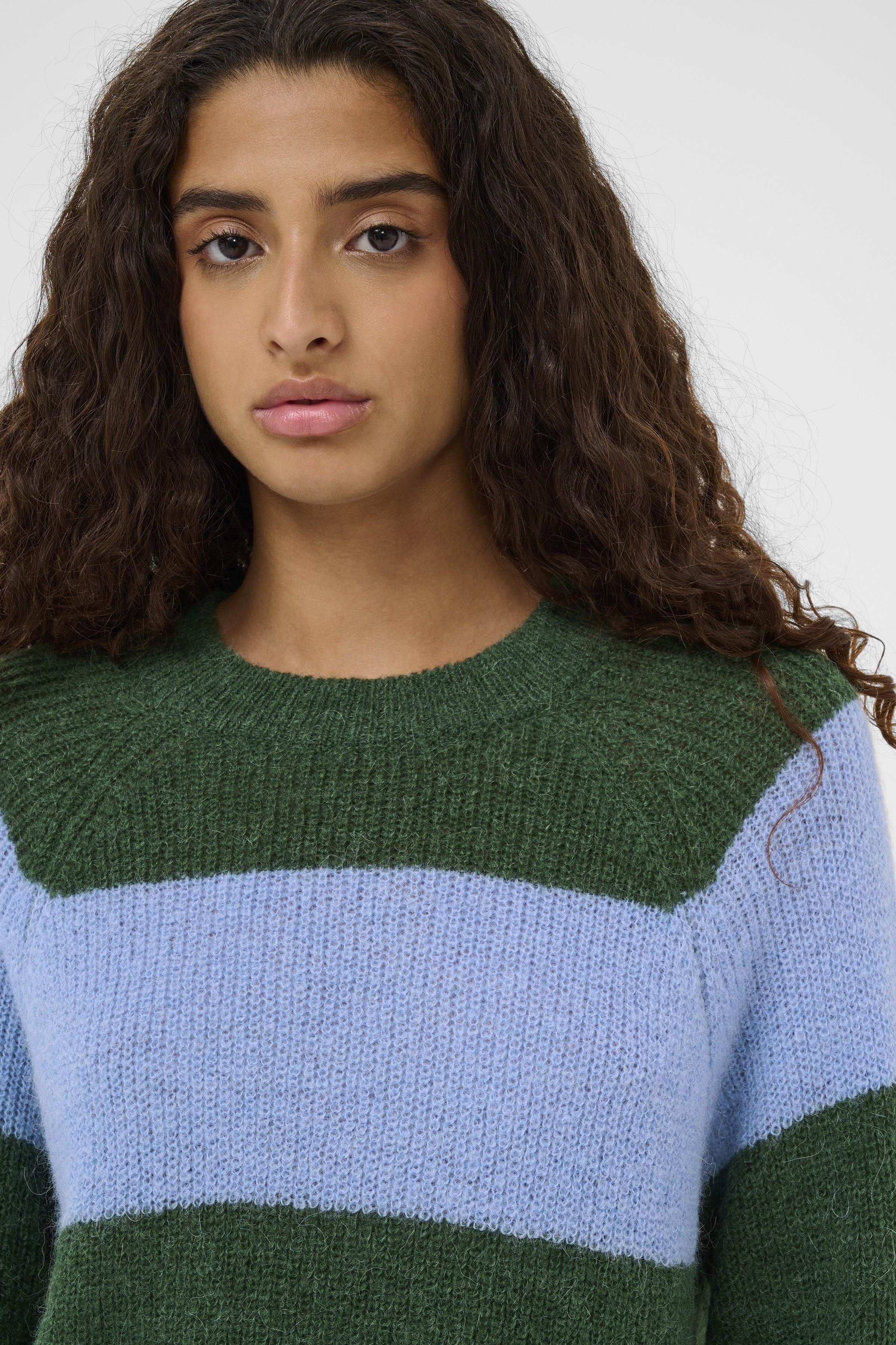 Tuesday Wool Blend Jumper - Green/Hydrangea Stripe - Image 5