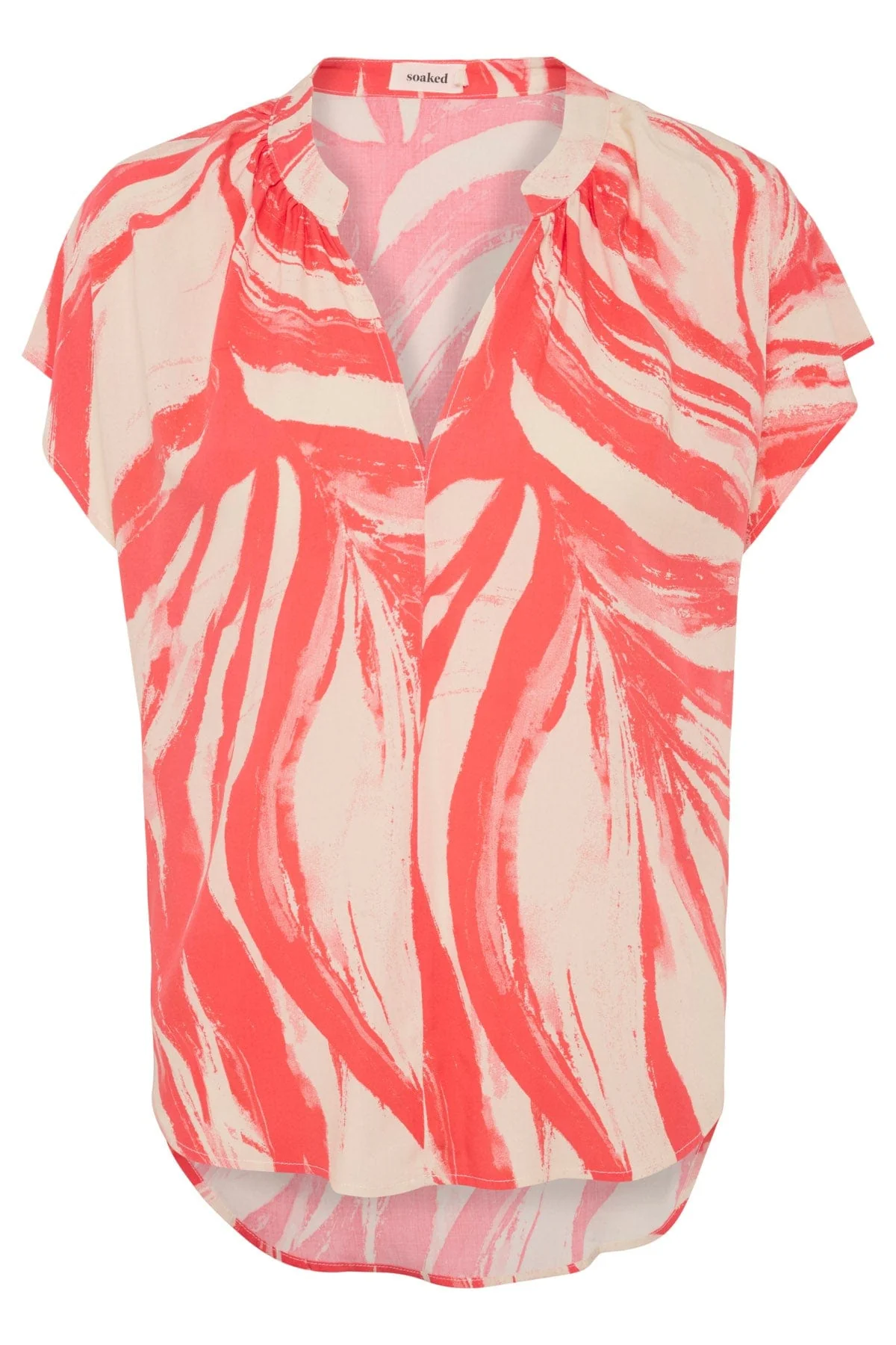 Wynter Printed Top - Hot Coral Wave