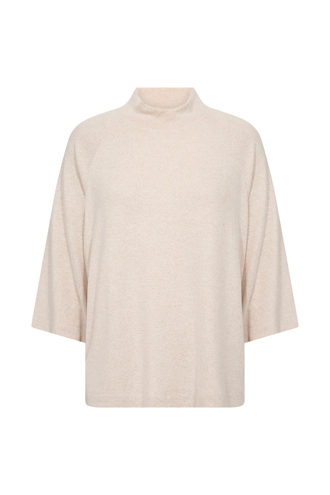 Biara Supersoft High Neck 3/4 Sleeve Jumper - Cream Melange