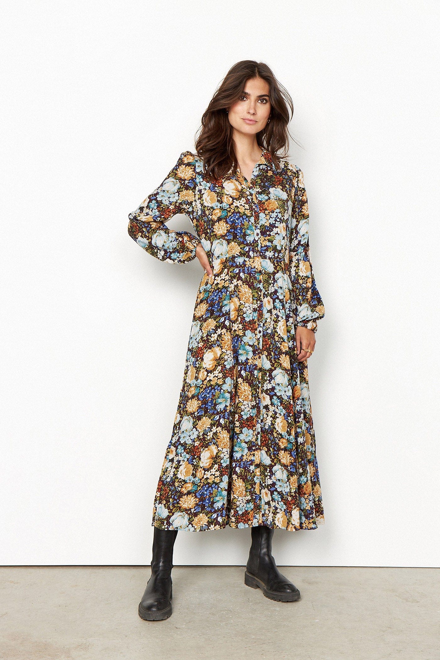 Branka Floral Print Shirt Dress - Cashmere Blue Combi - Image 2