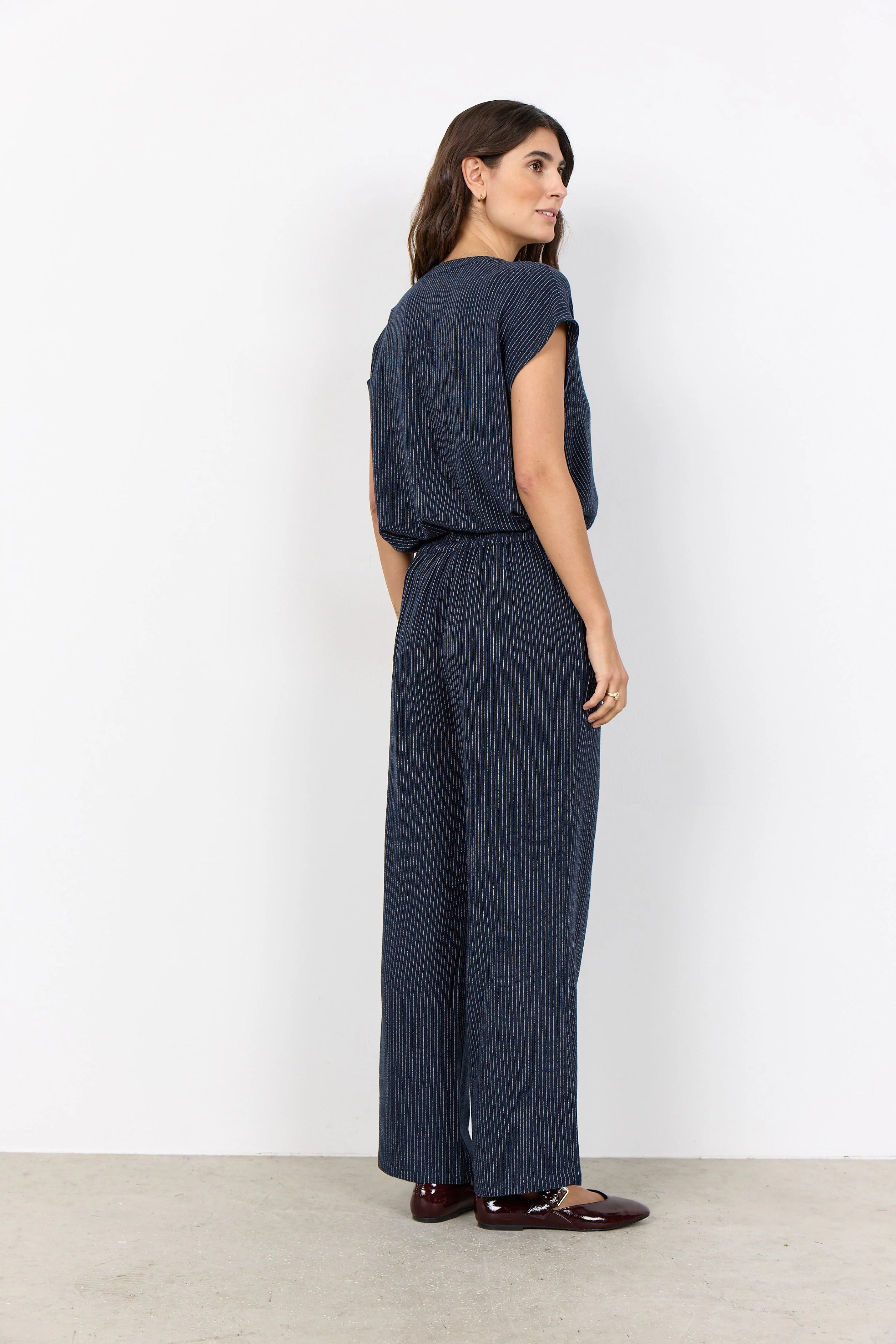 Cannie Striped Short Sleeve Blouse - Navy Combi - Image 4