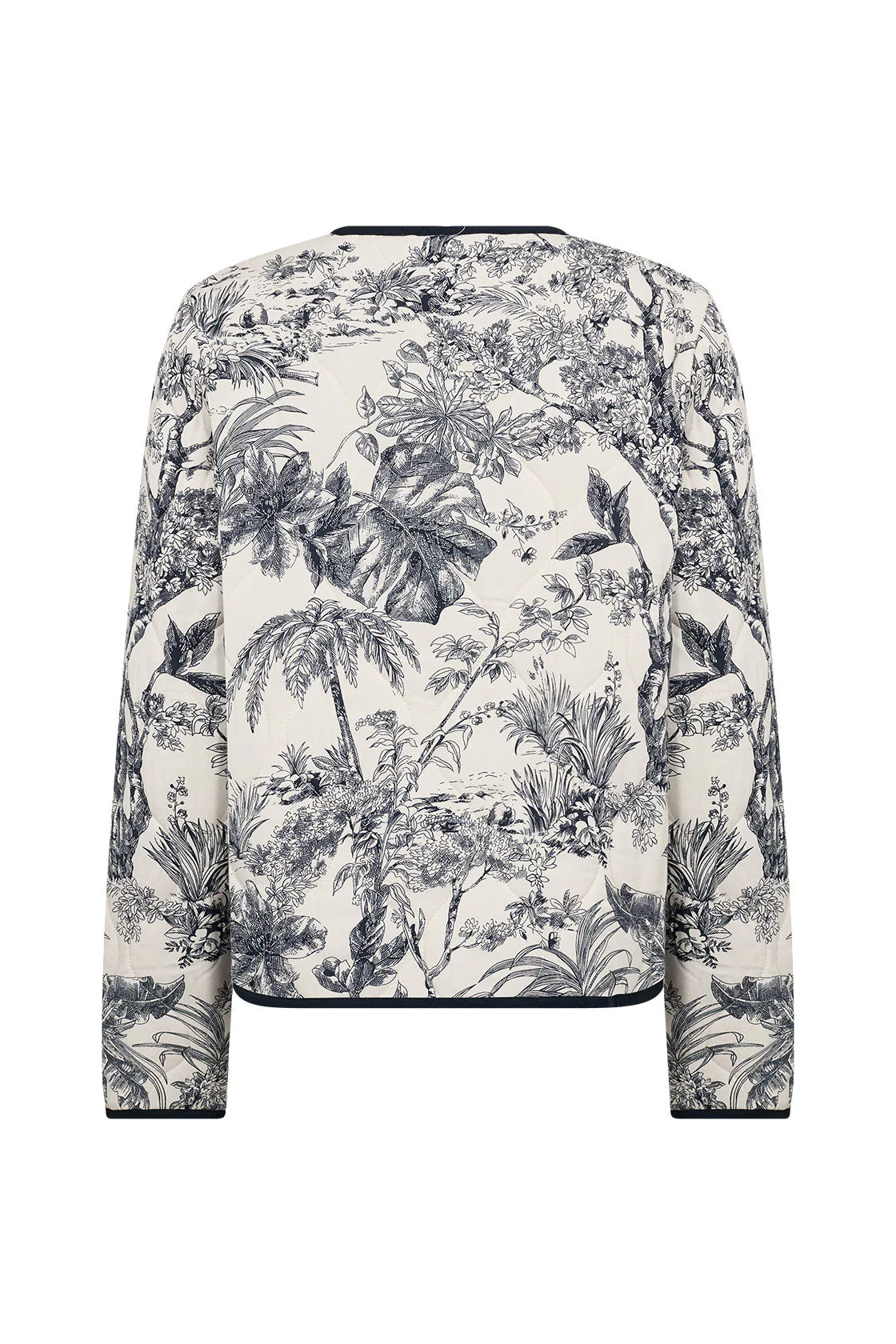 Carli Botanical Print Quilted Jacket - Navy Combi - Image 6