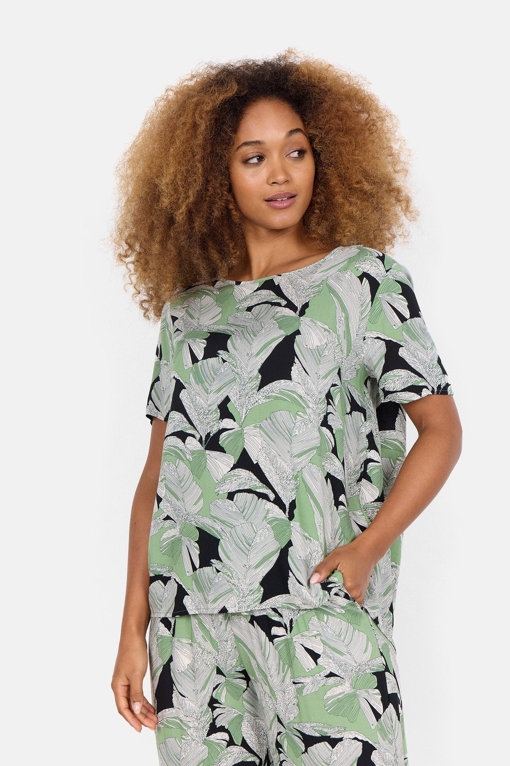 Dauphin Leaf Print Top - Misty Combi - Image 2