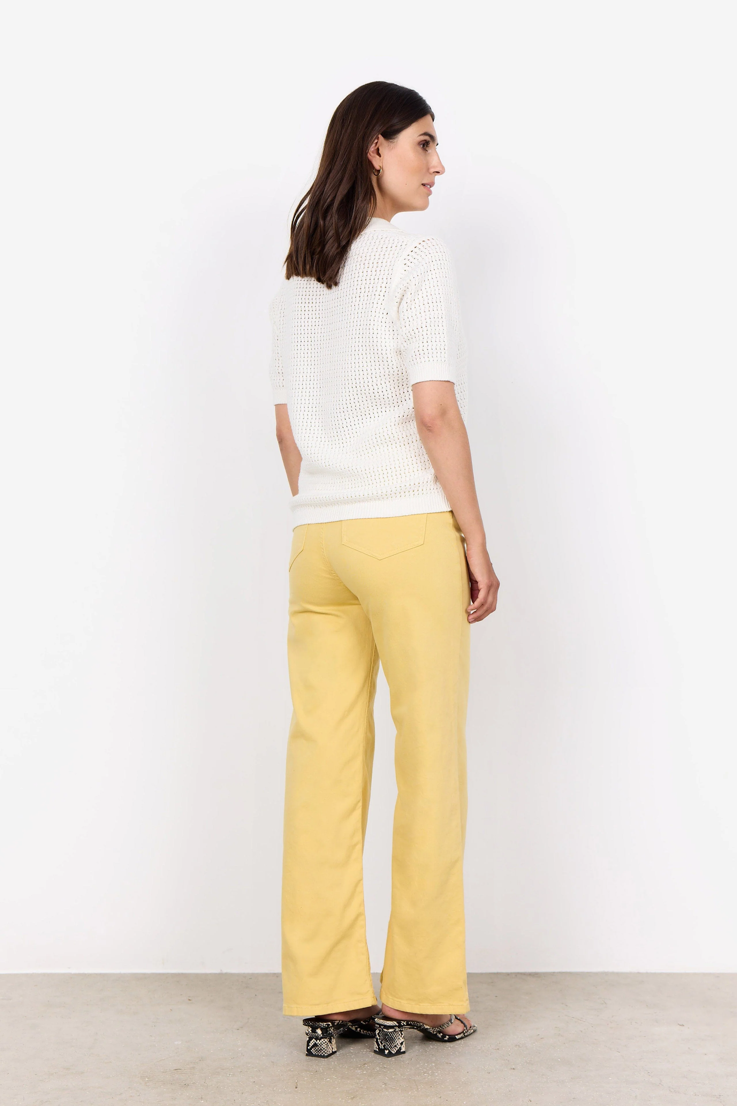 Denefa Open Stitch Polo Top - Off White - Image 5
