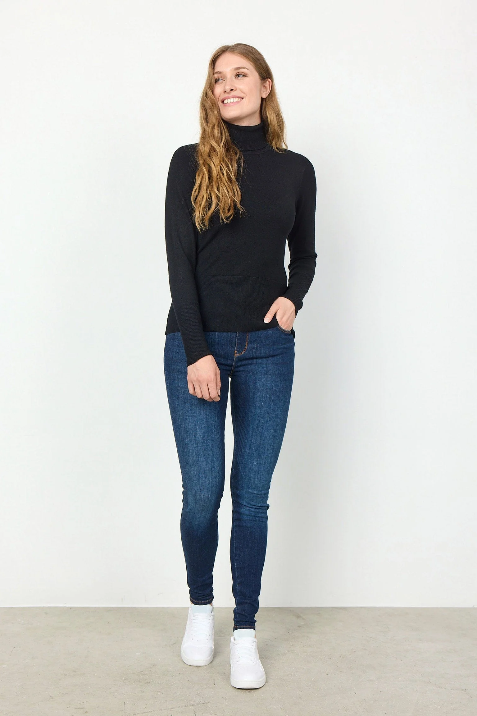 Dollie Roll Neck Jumper - Black - Image 3