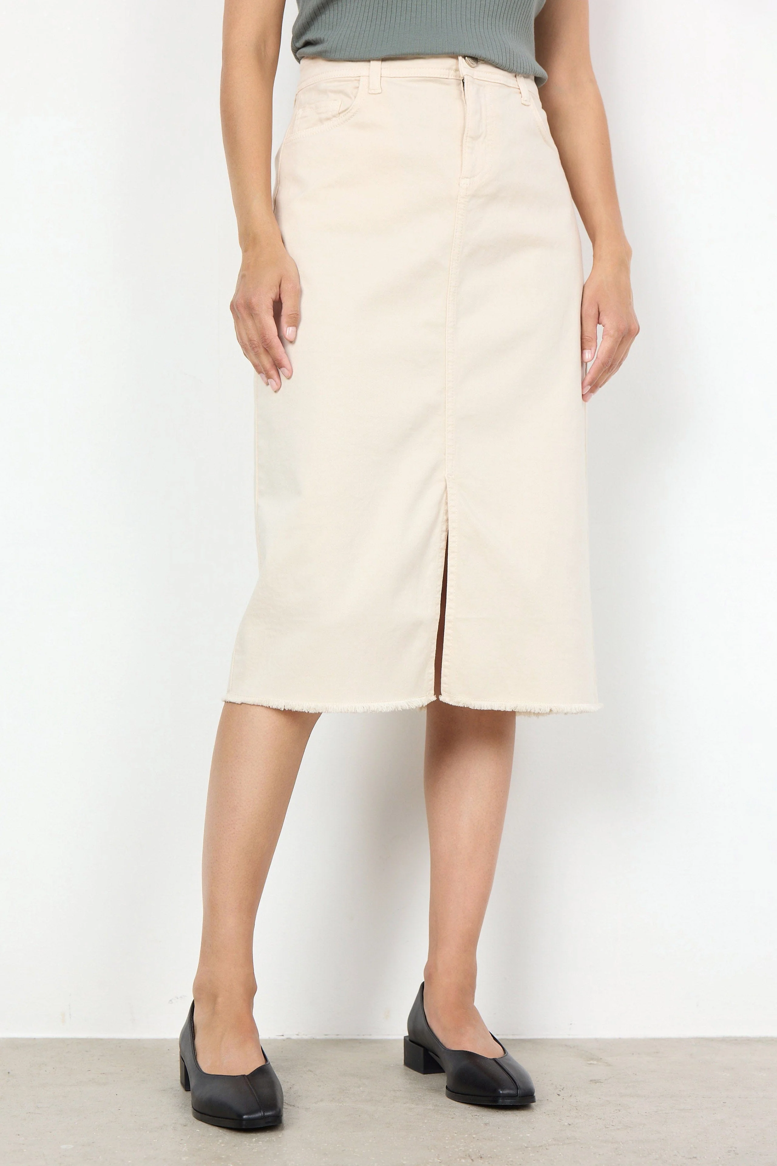 Erna Denim Midi Skirt - Cream - Image 2