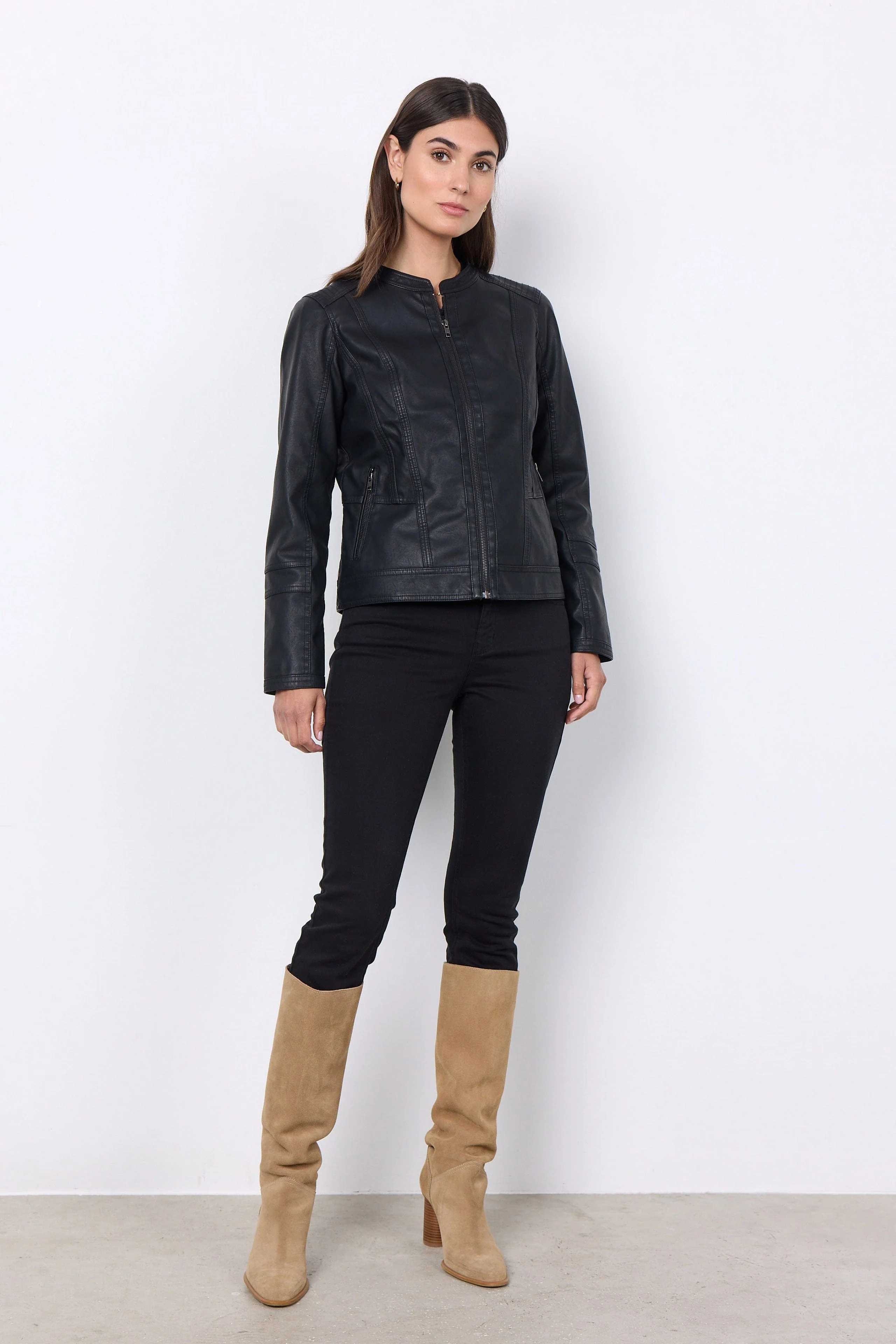 Gunilla Faux Leather Jacket - Black - Image 2