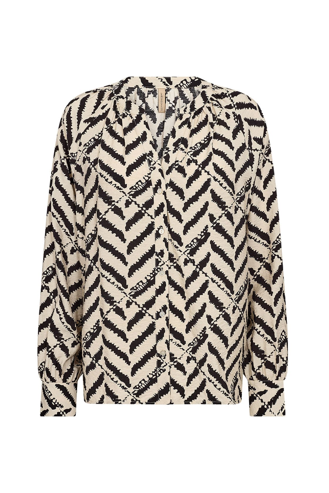 Inarose Printed Blouse - Black Combi