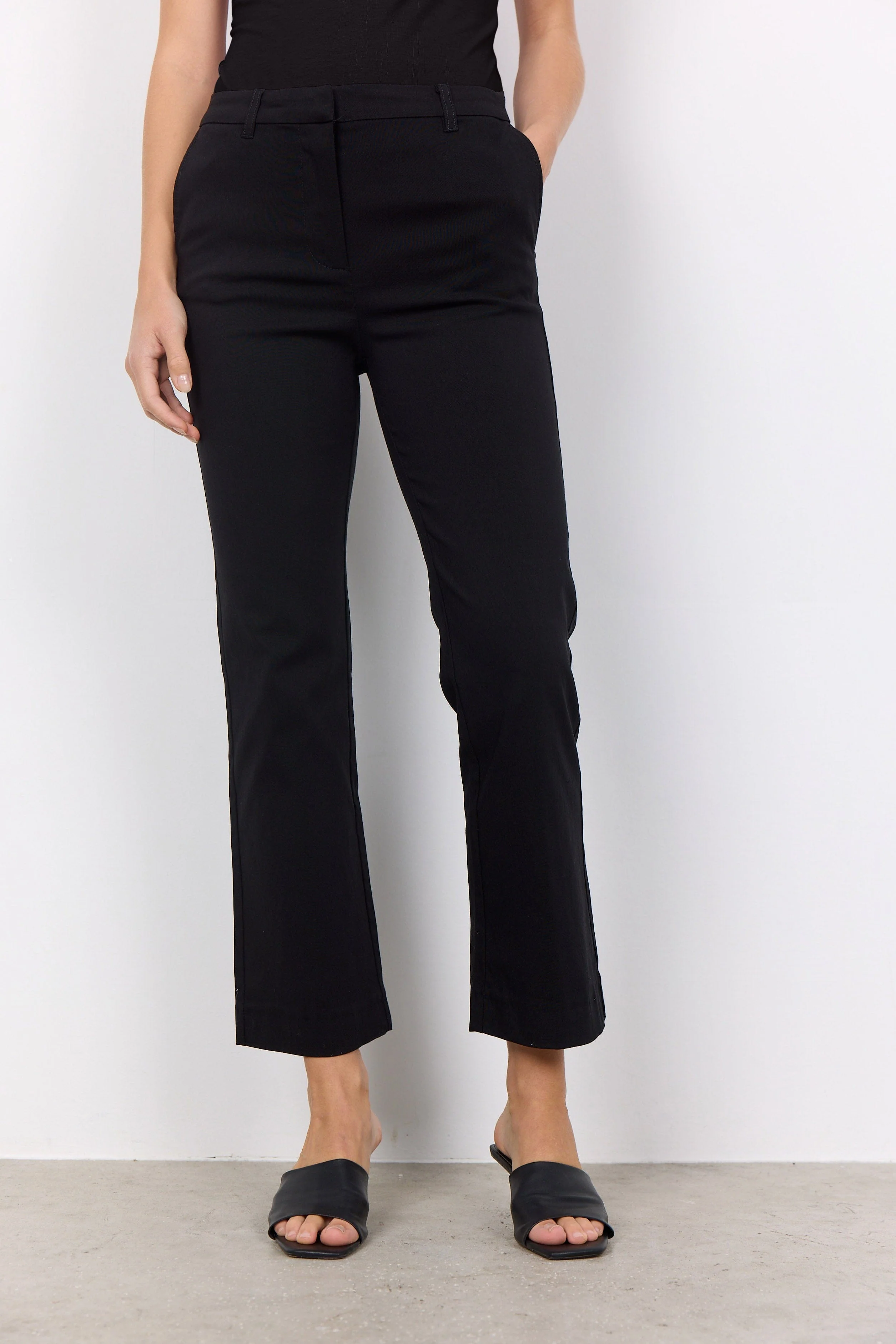 Lilly Cropped Flared Trousers - Black - Image 2