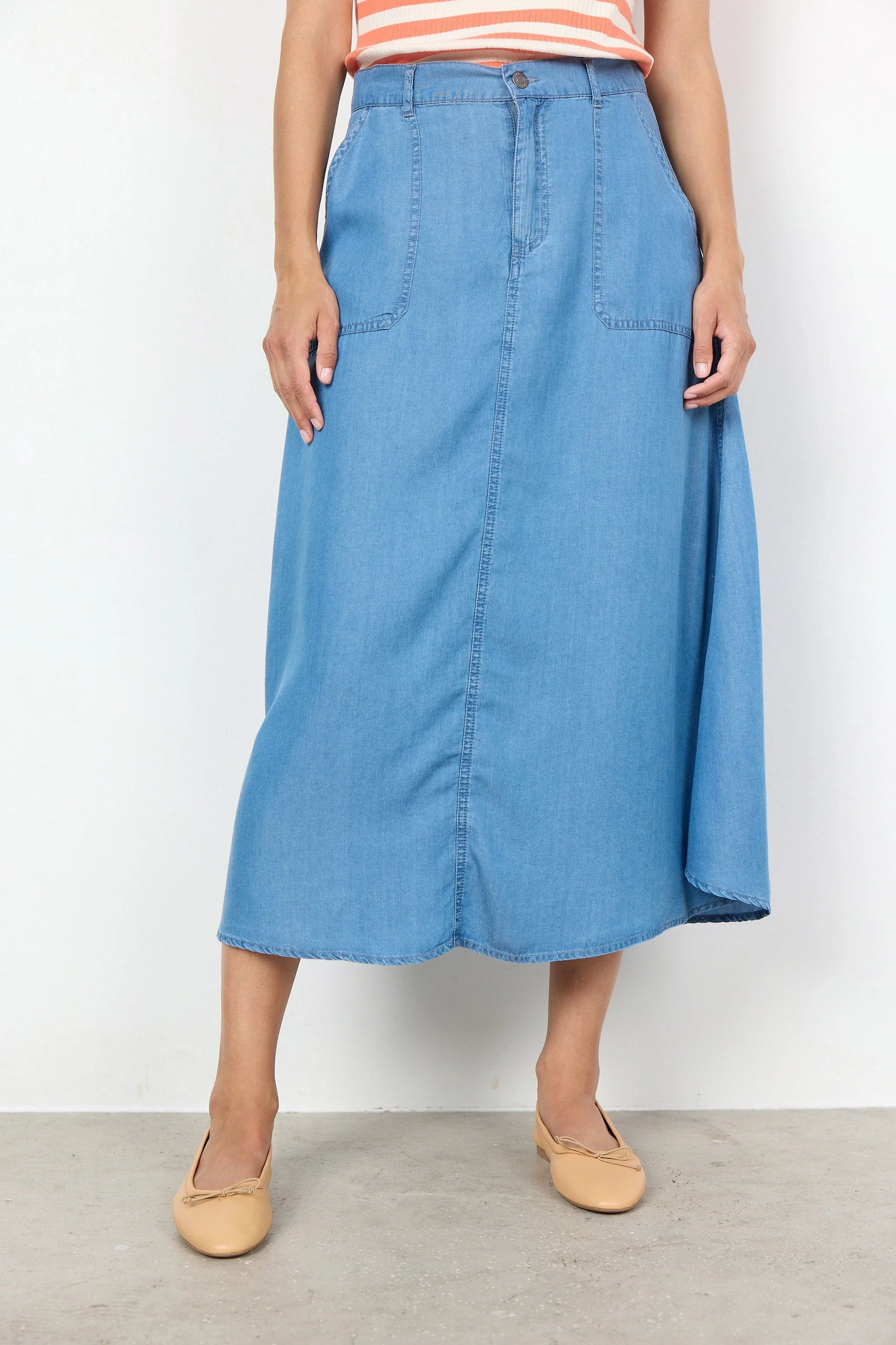 Liv Chambray Skirt - Medium Blue - Image 2