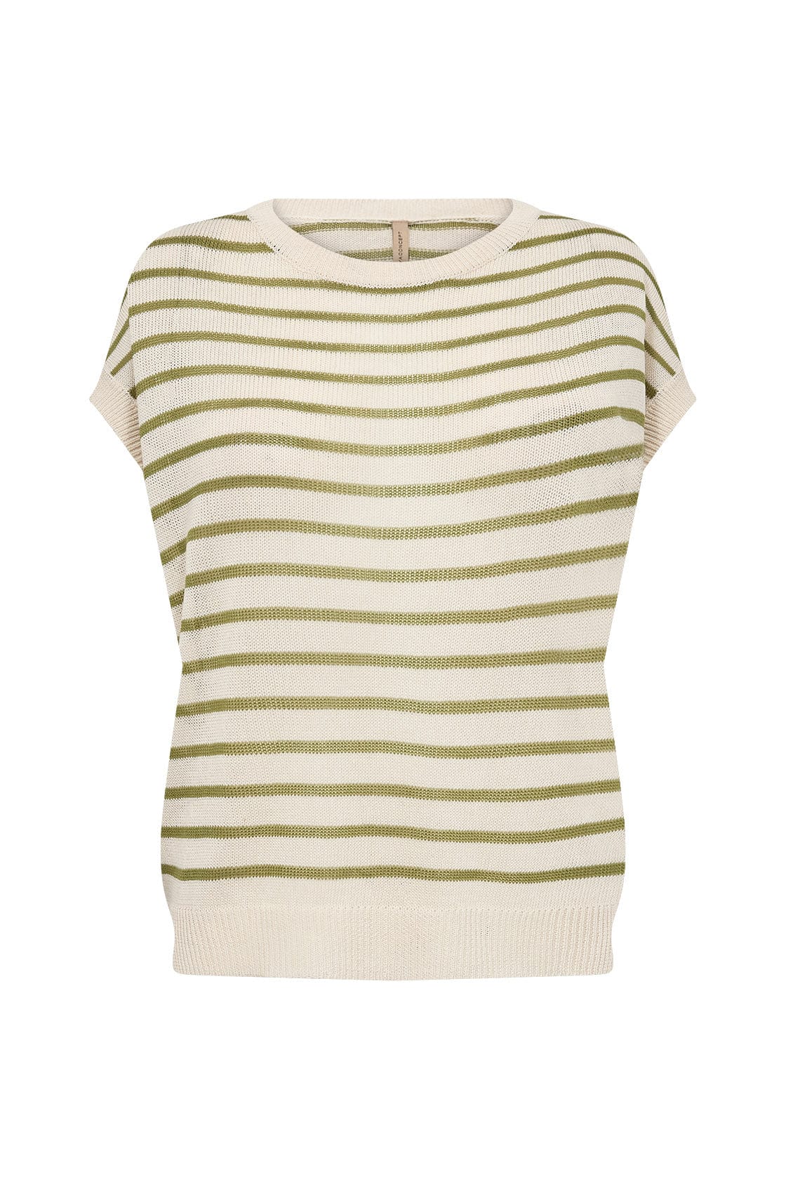 Luanna Stripe Linen Blend Knit Top - Calliste Green Combi