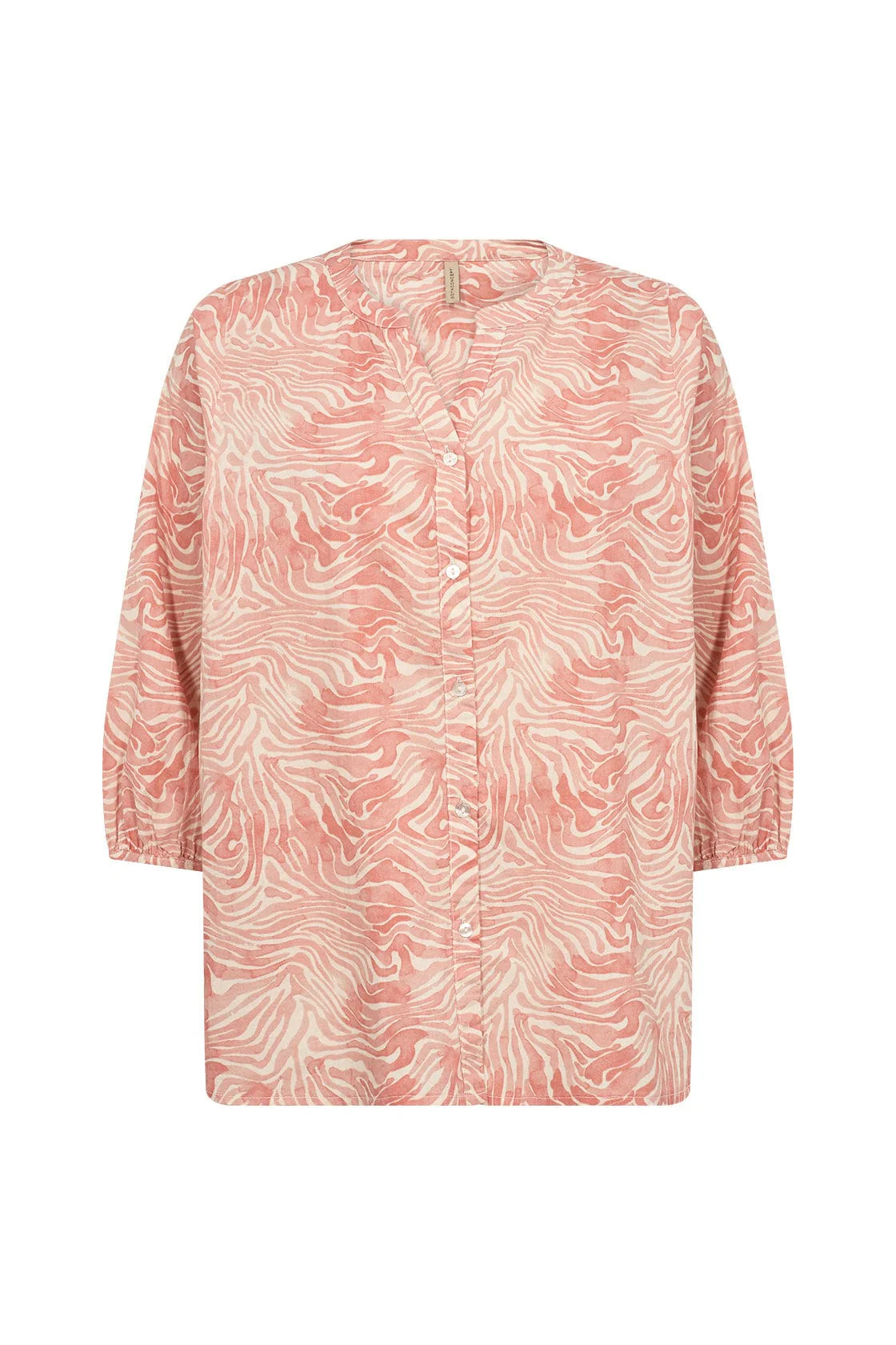 Peggy Printed Organic Cotton Blouse - Peach Pink Combi