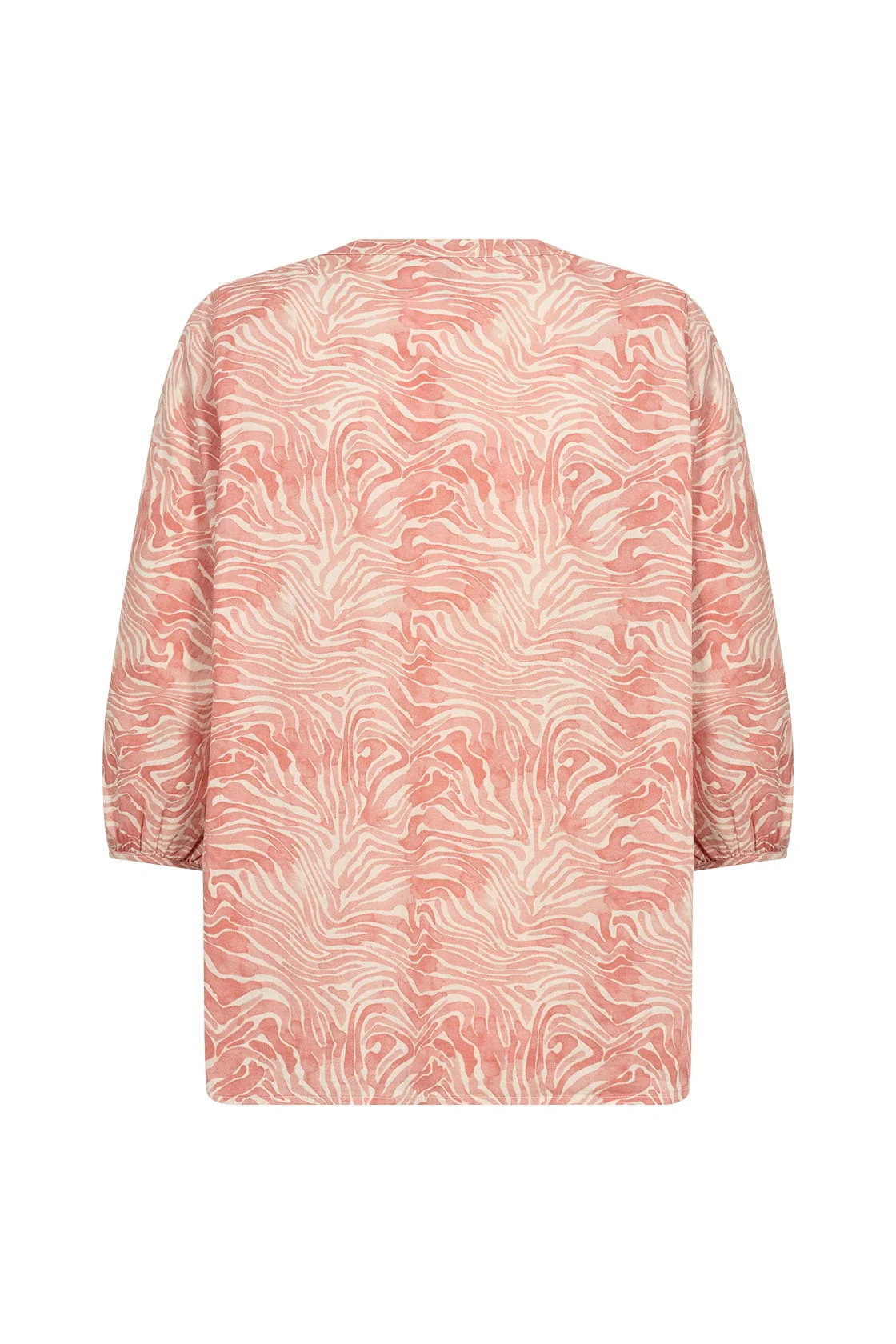 Peggy Printed Organic Cotton Blouse - Peach Pink Combi - Image 3