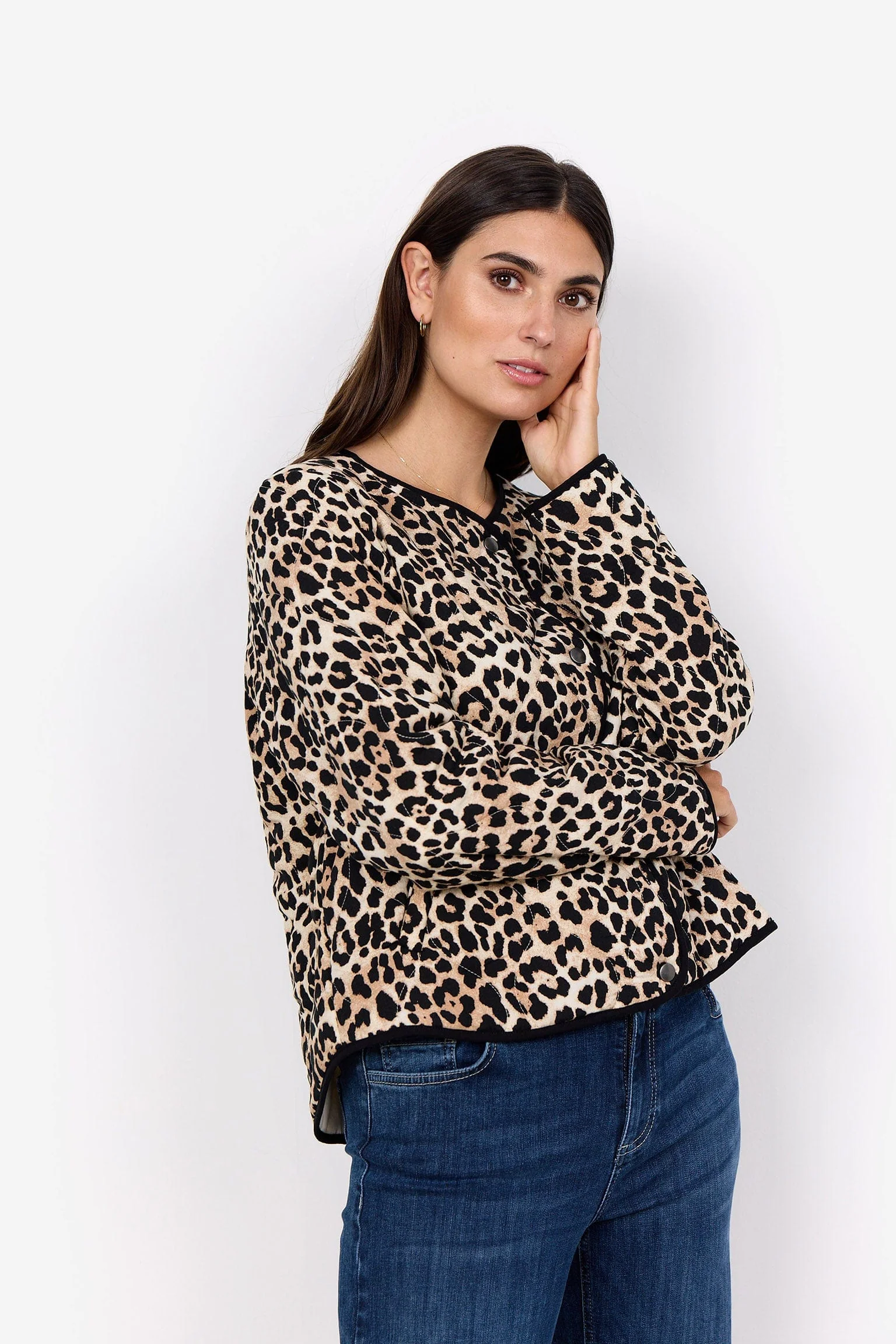 Pietta Leopard Print Quilted Jacket - Sand Combi - Image 6