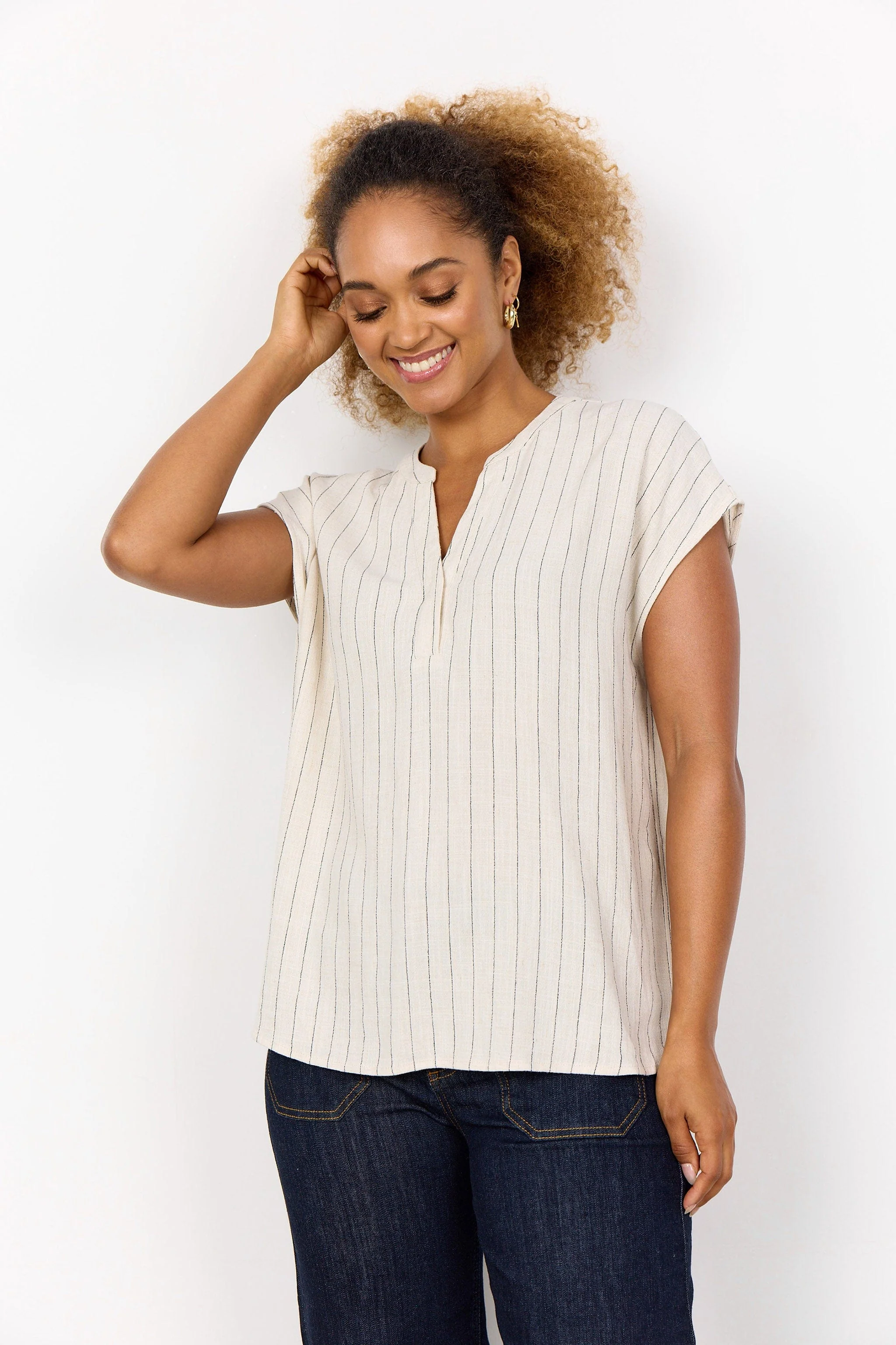 Poula Stripe Top - Cream Combi - Image 2