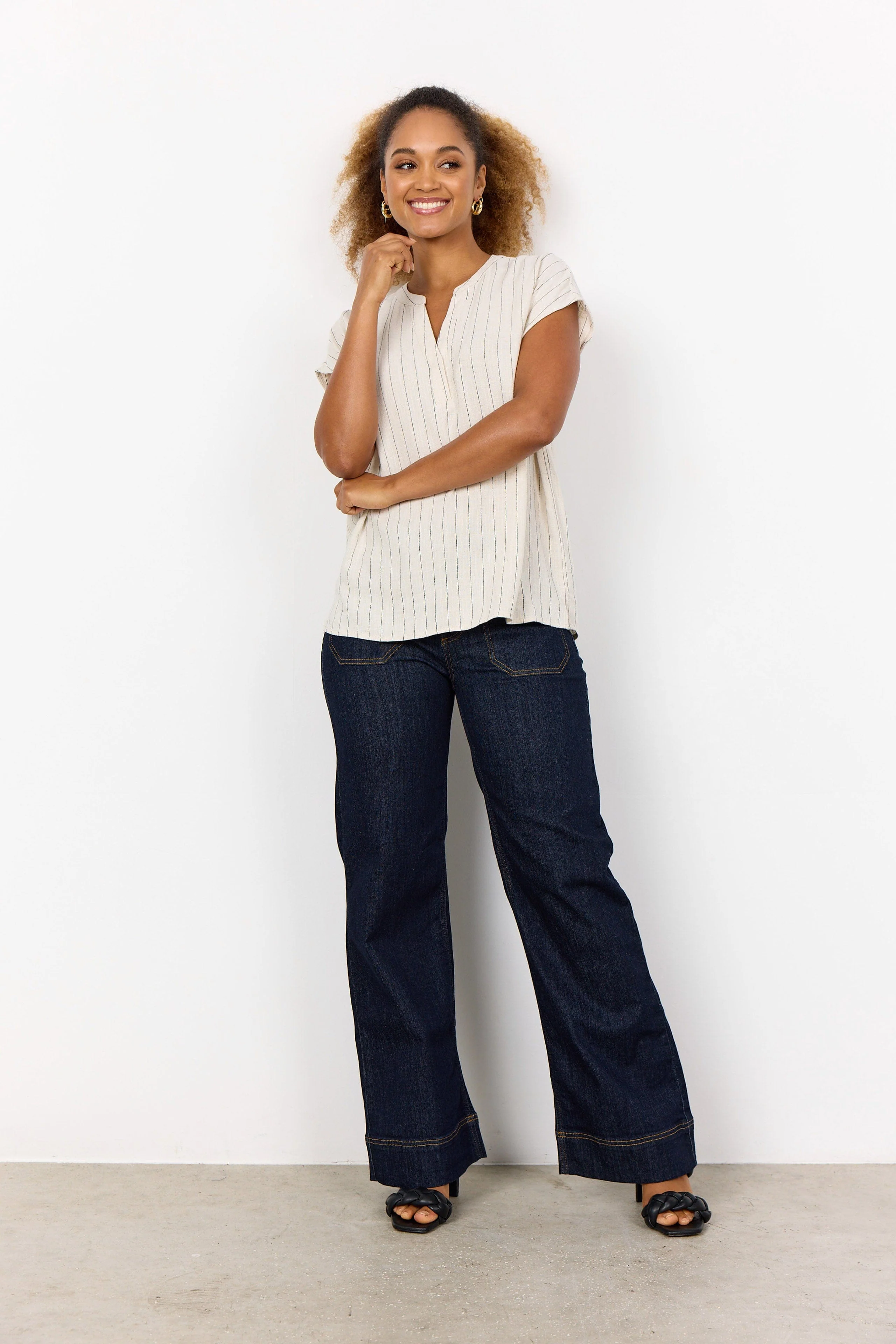 Poula Stripe Top - Cream Combi - Image 3