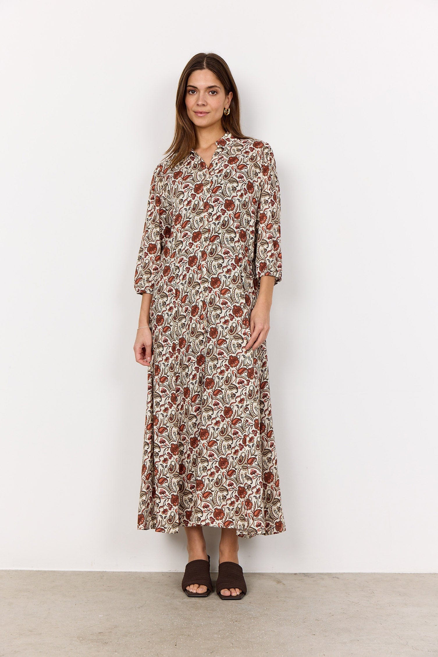 Samea Printed Midi Dress - Mineral Red Combi - Image 2