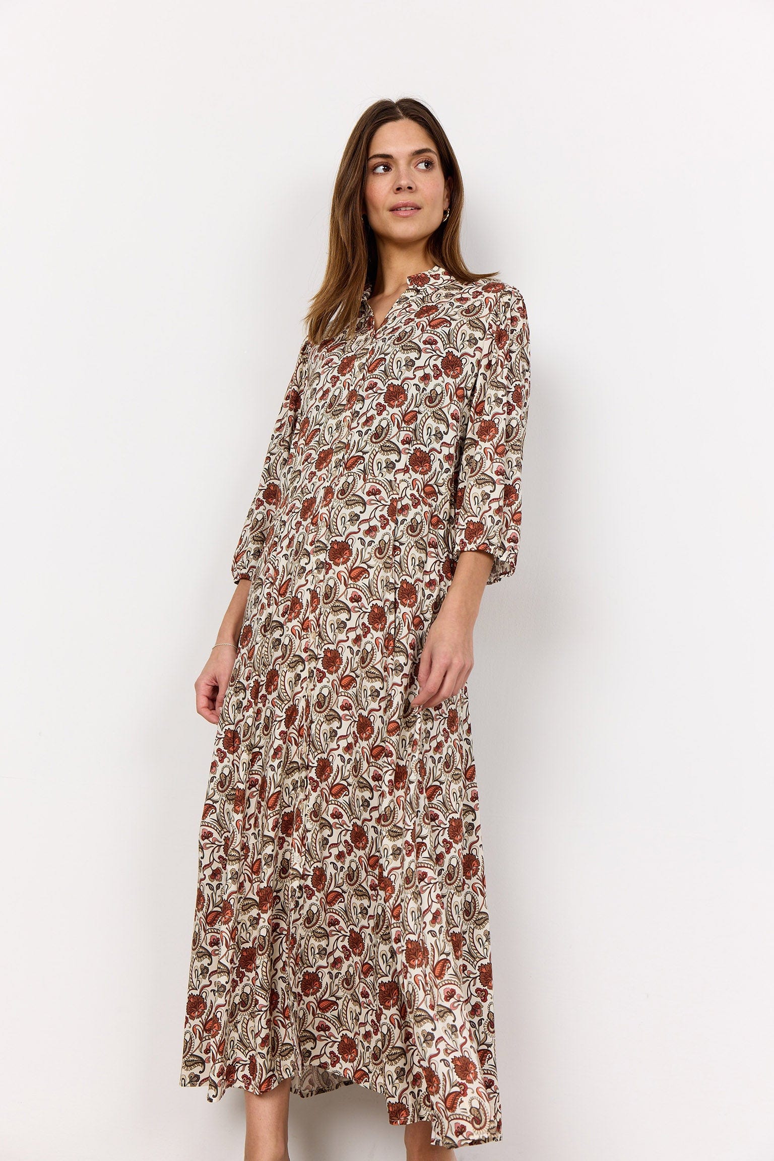 Samea Printed Midi Dress - Mineral Red Combi - Image 4
