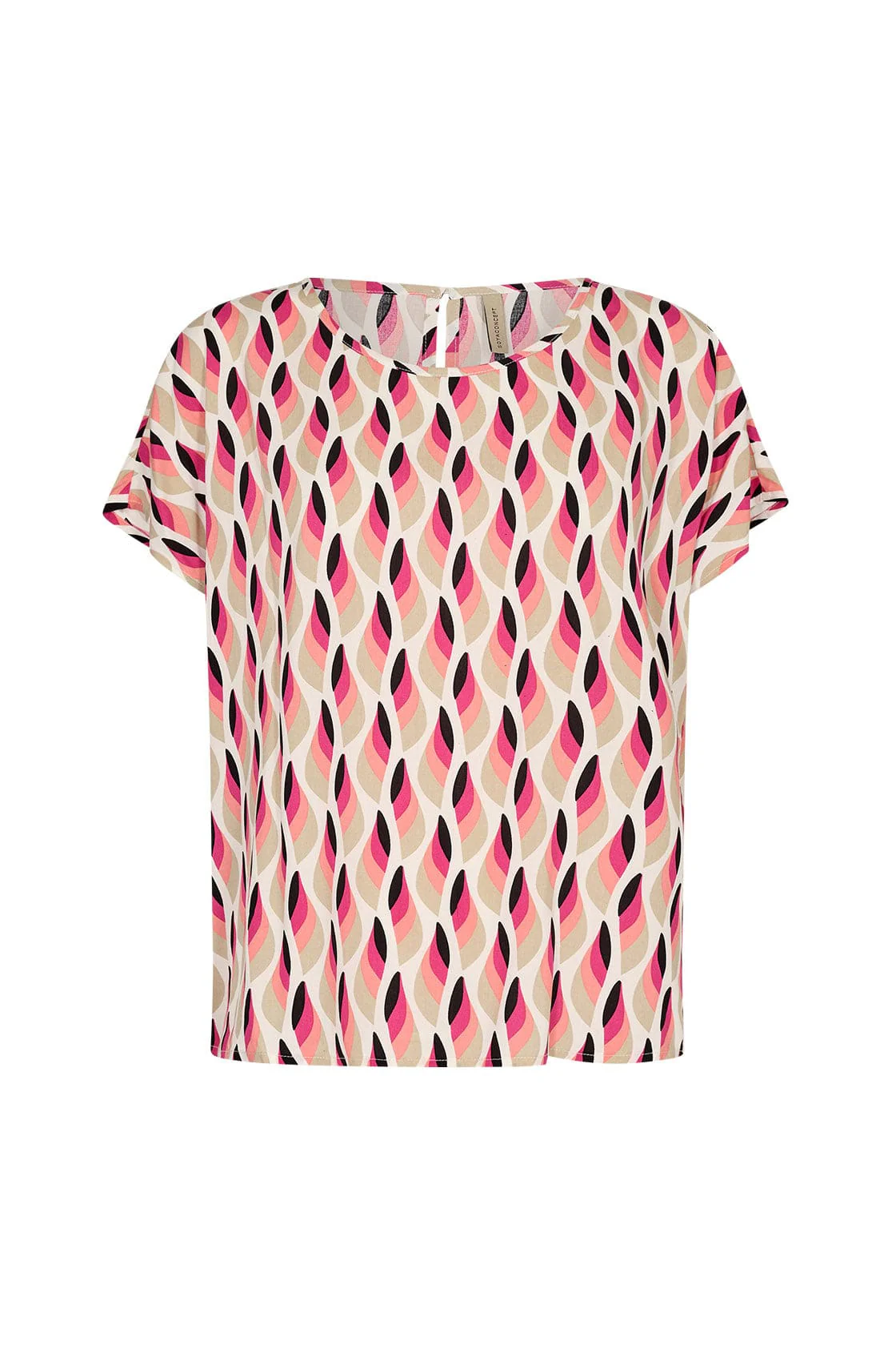 Sammy Abstract Print Blouse - Fuchsia Rose Combi