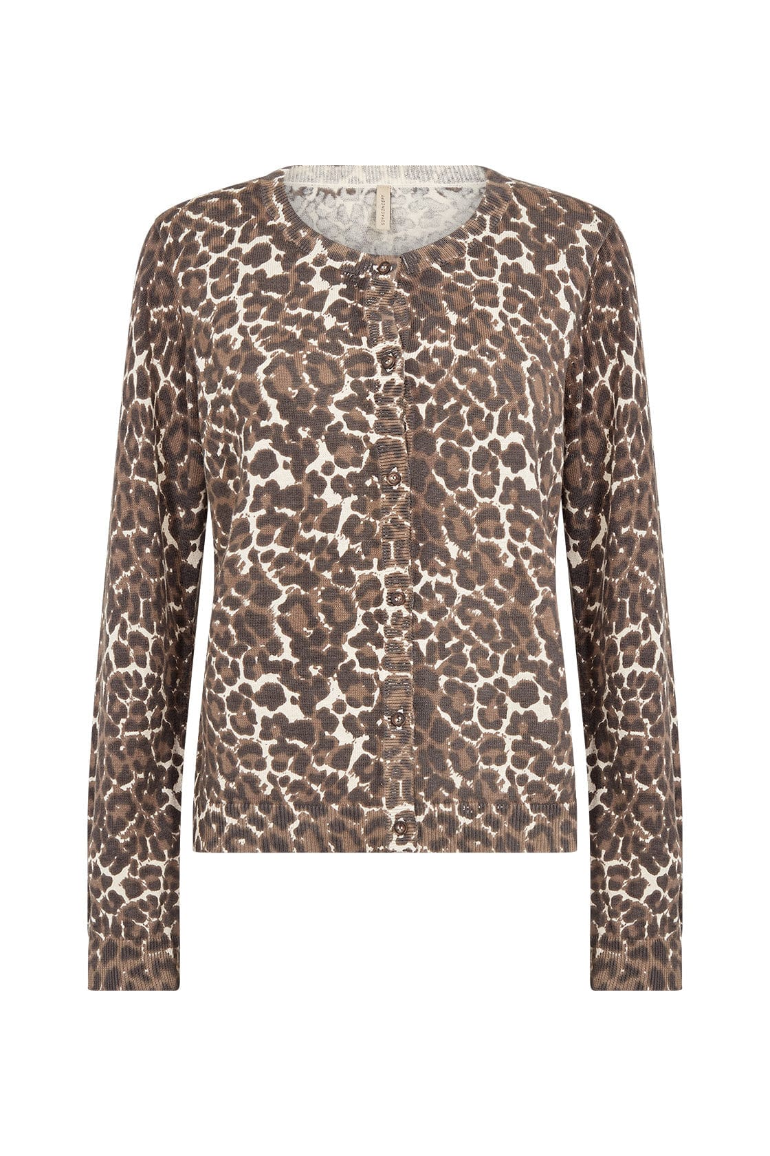 Sati Animal Print Cotton Knit Cardigan - Hot Fudge Combi
