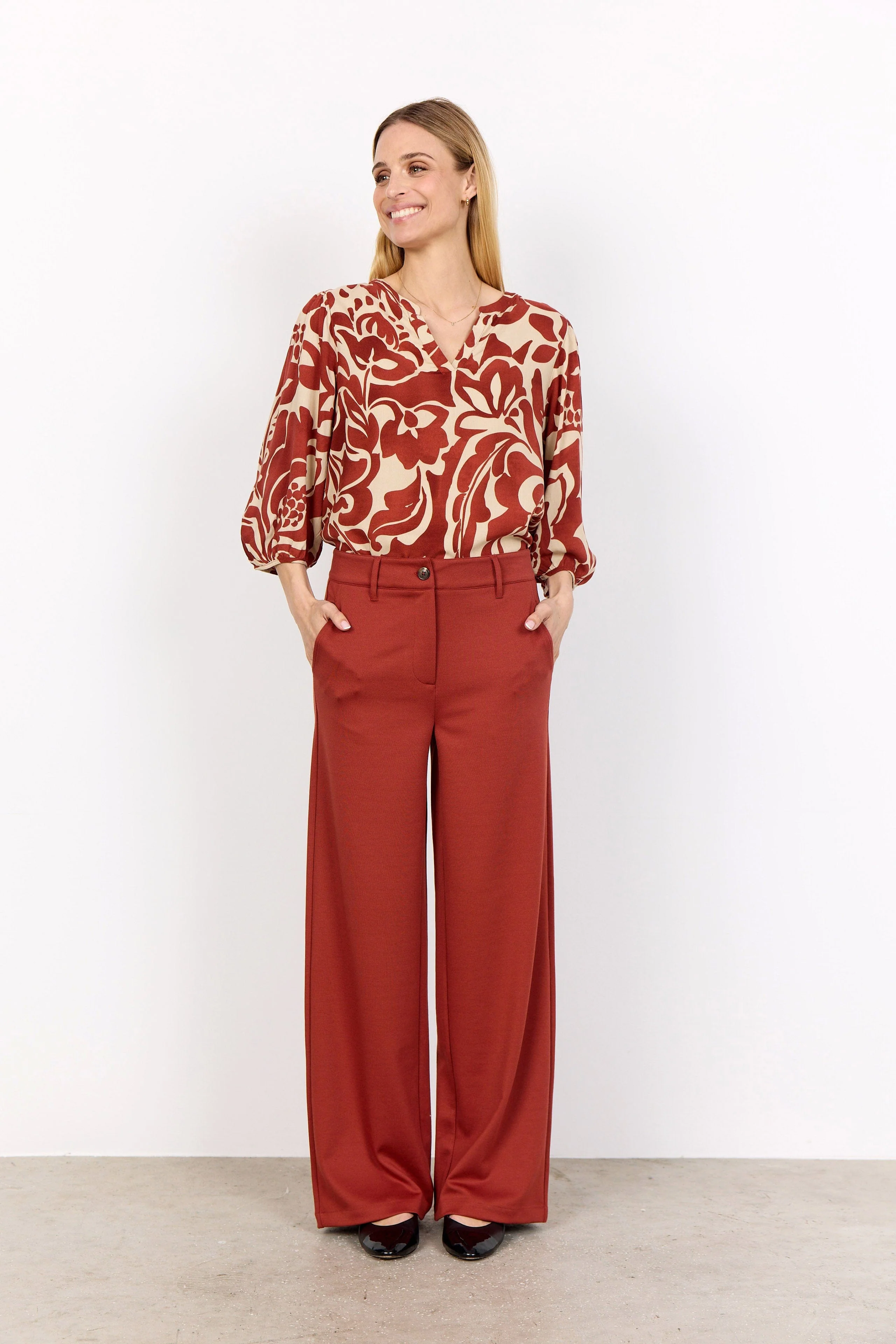 Senta Printed Blouse - Mineral Red Combi - Image 3