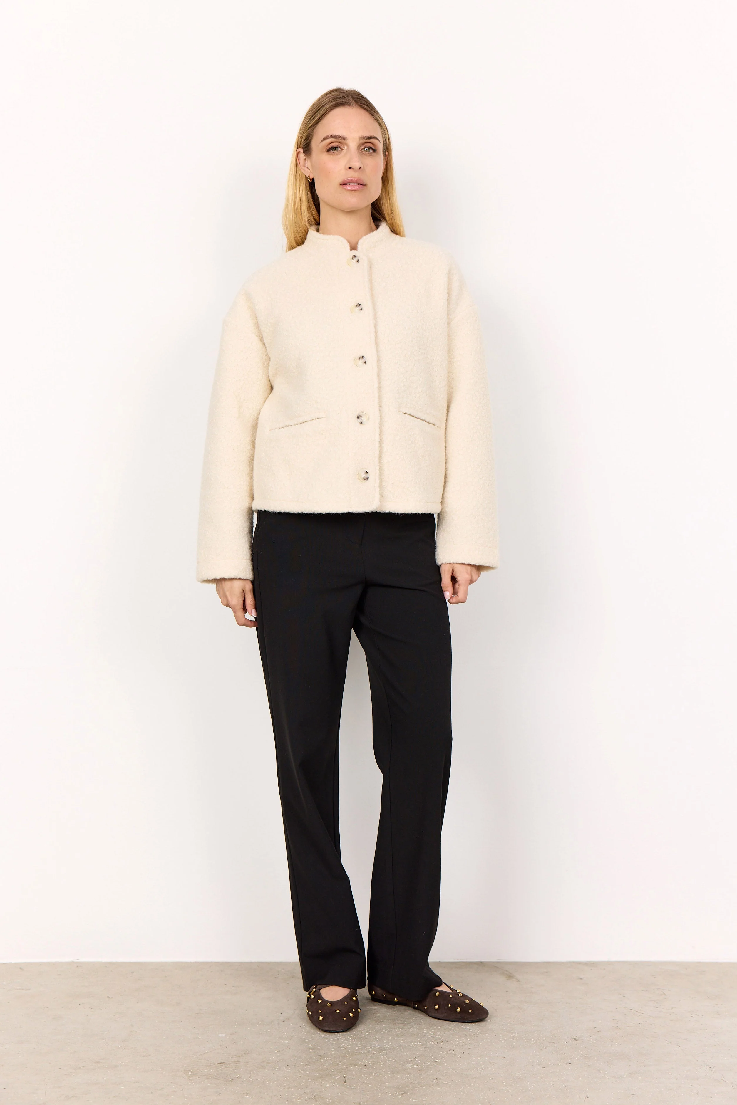 Shaima Boucle Style Jacket - Cream - Image 2