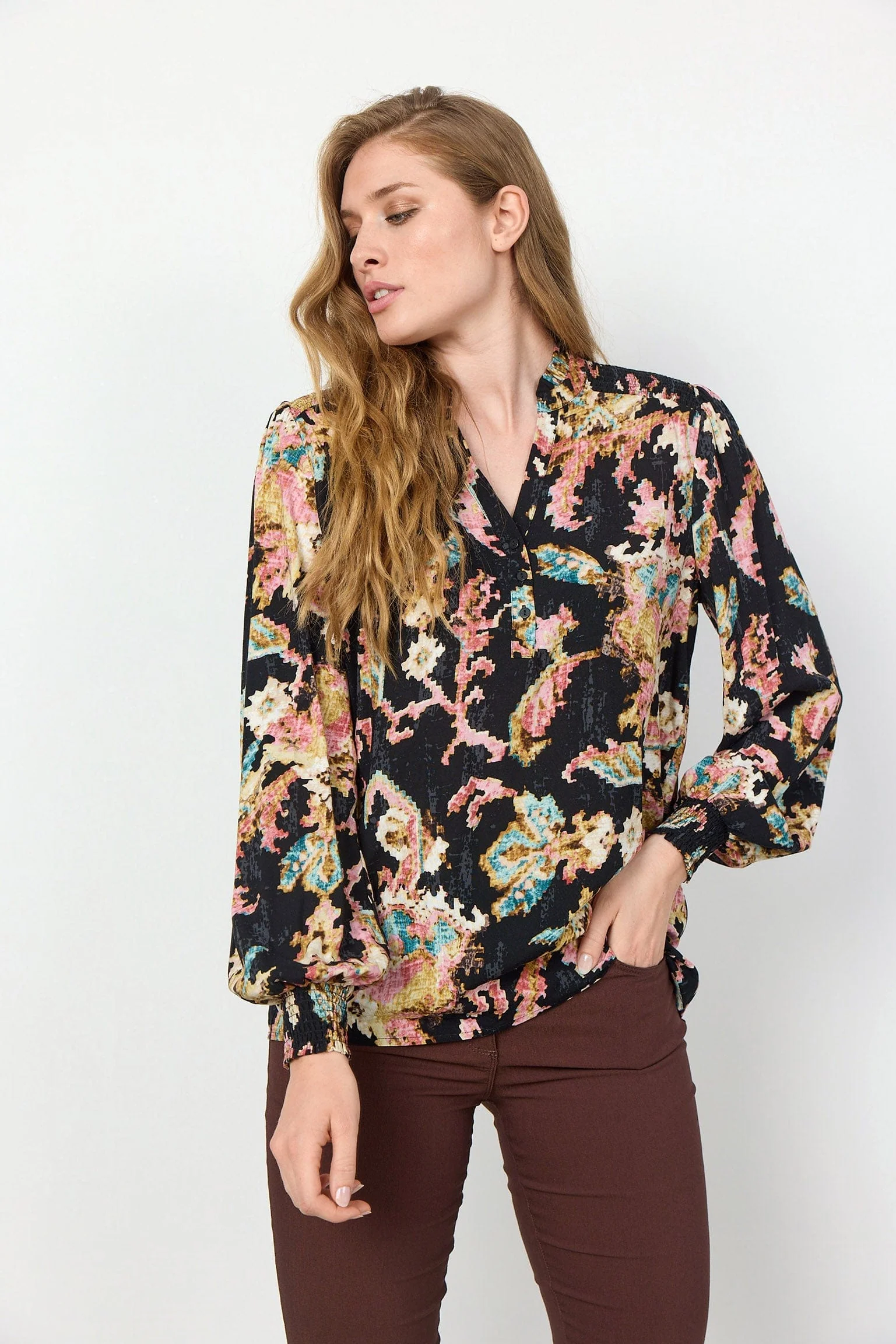 Takari Printed Blouse - Black Combi - Image 3