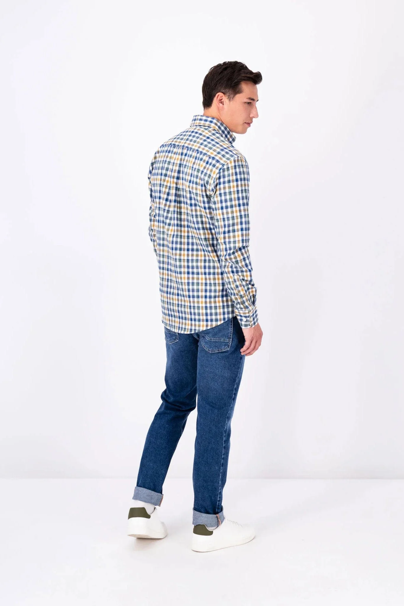 Supersoft Brushed Cotton Check Shirt - Caramel - Image 3