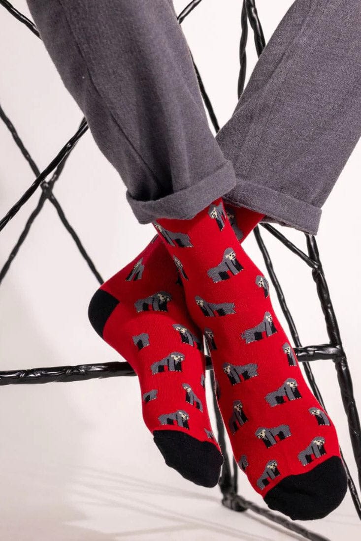 Gorilla Bamboo Socks - Red - Image 2