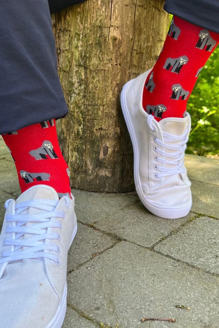 Gorilla Bamboo Socks - Red - Image 4