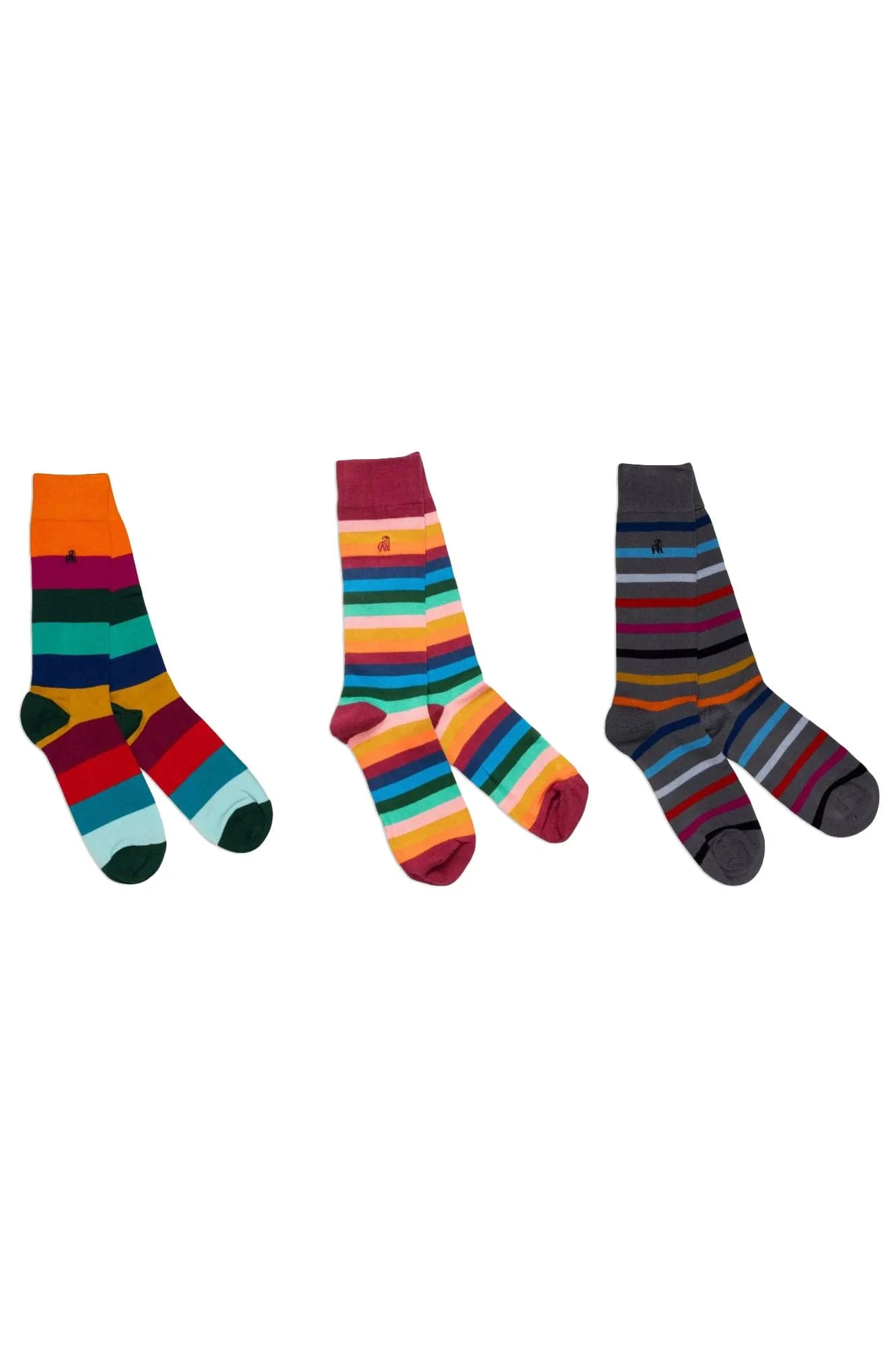 Striped Bamboo Socks - 3 Pack Gift Box - Multi Stripe