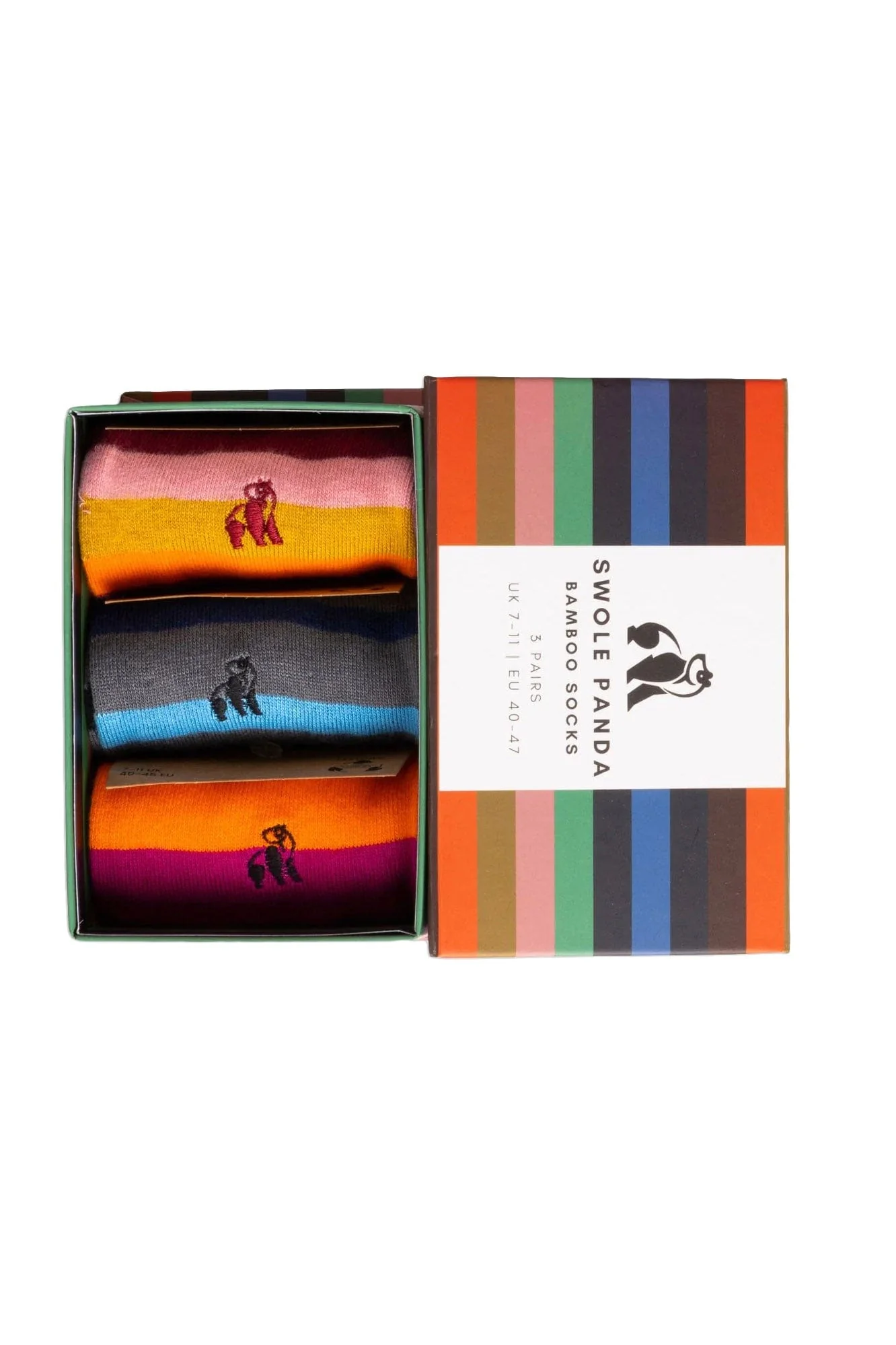 Striped Bamboo Socks - 3 Pack Gift Box - Multi Stripe - Image 2