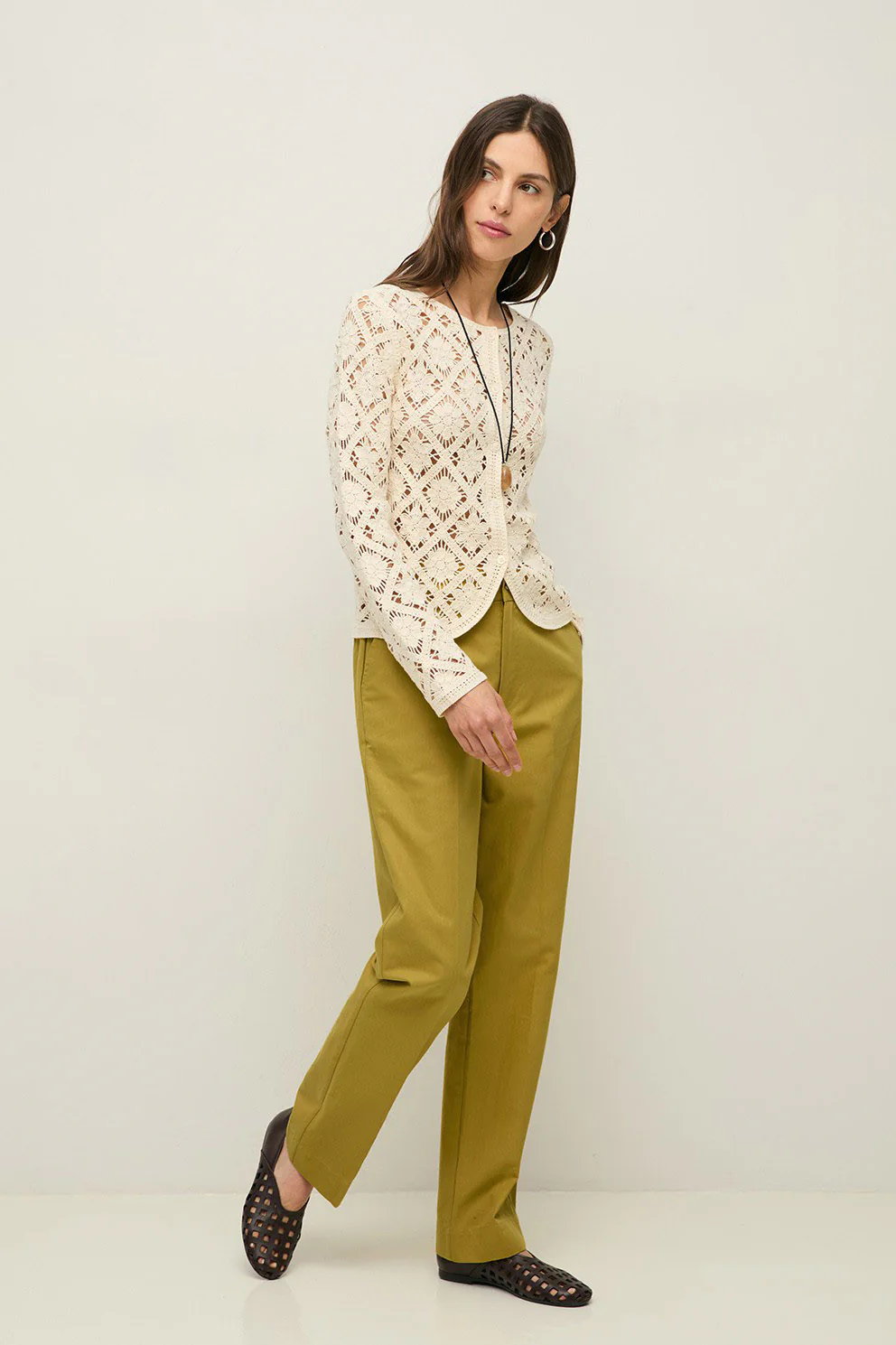Crochet Cardigan - Ecru - Image 5