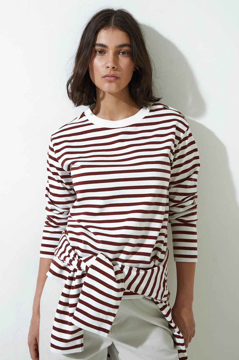 Jersey Stripe Sweatshirt - Maroon/White - Image 5